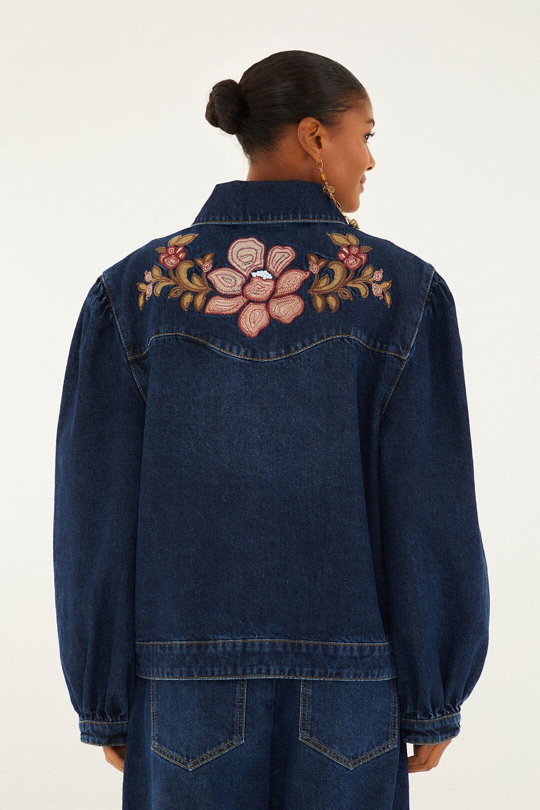 Denim Flower Embroidery Jacket | FARM Rio