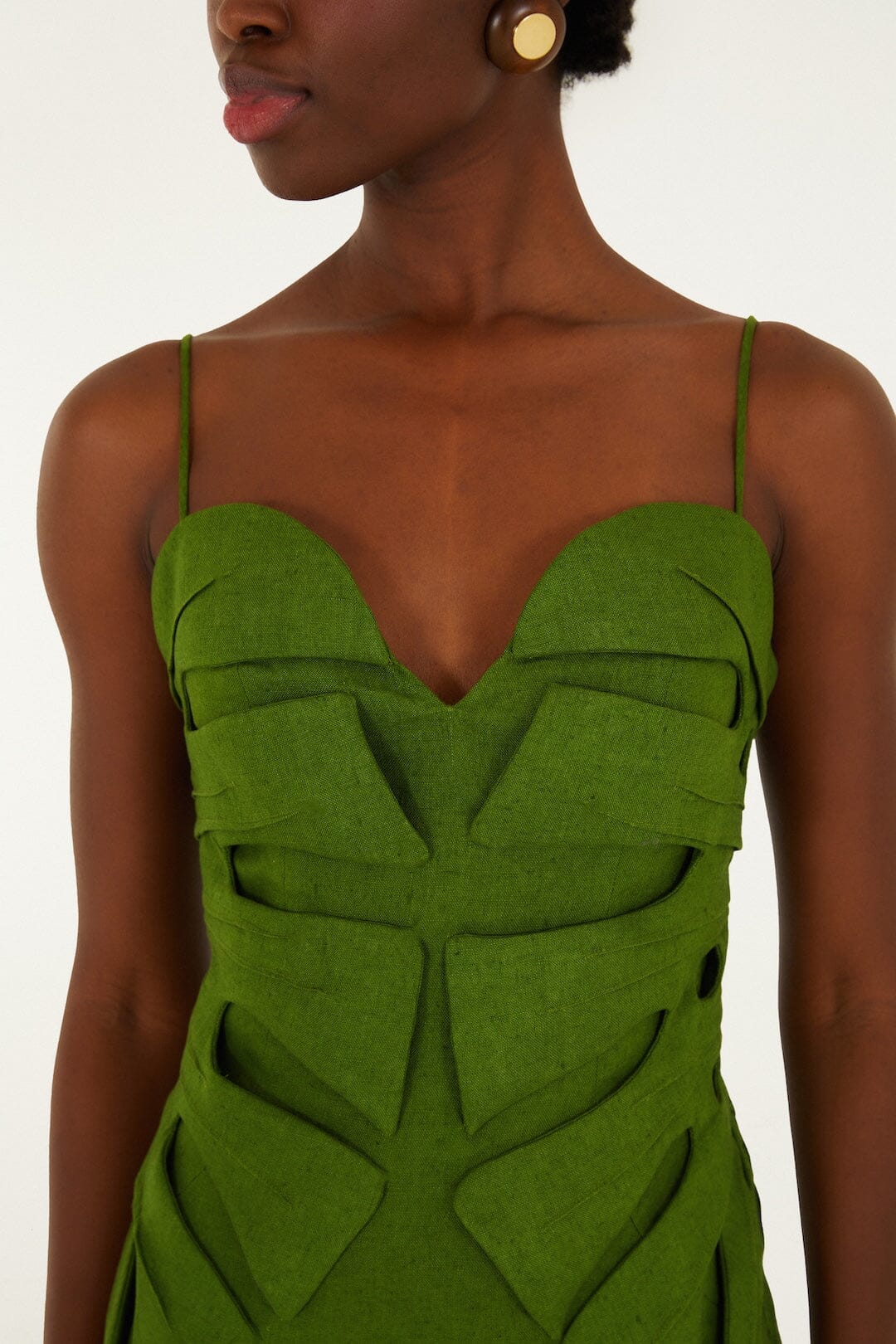 FARM Rio model wearing the Green Monstera Leaf Sleeveless Maxi Dress Red Sleeveless Euroflax