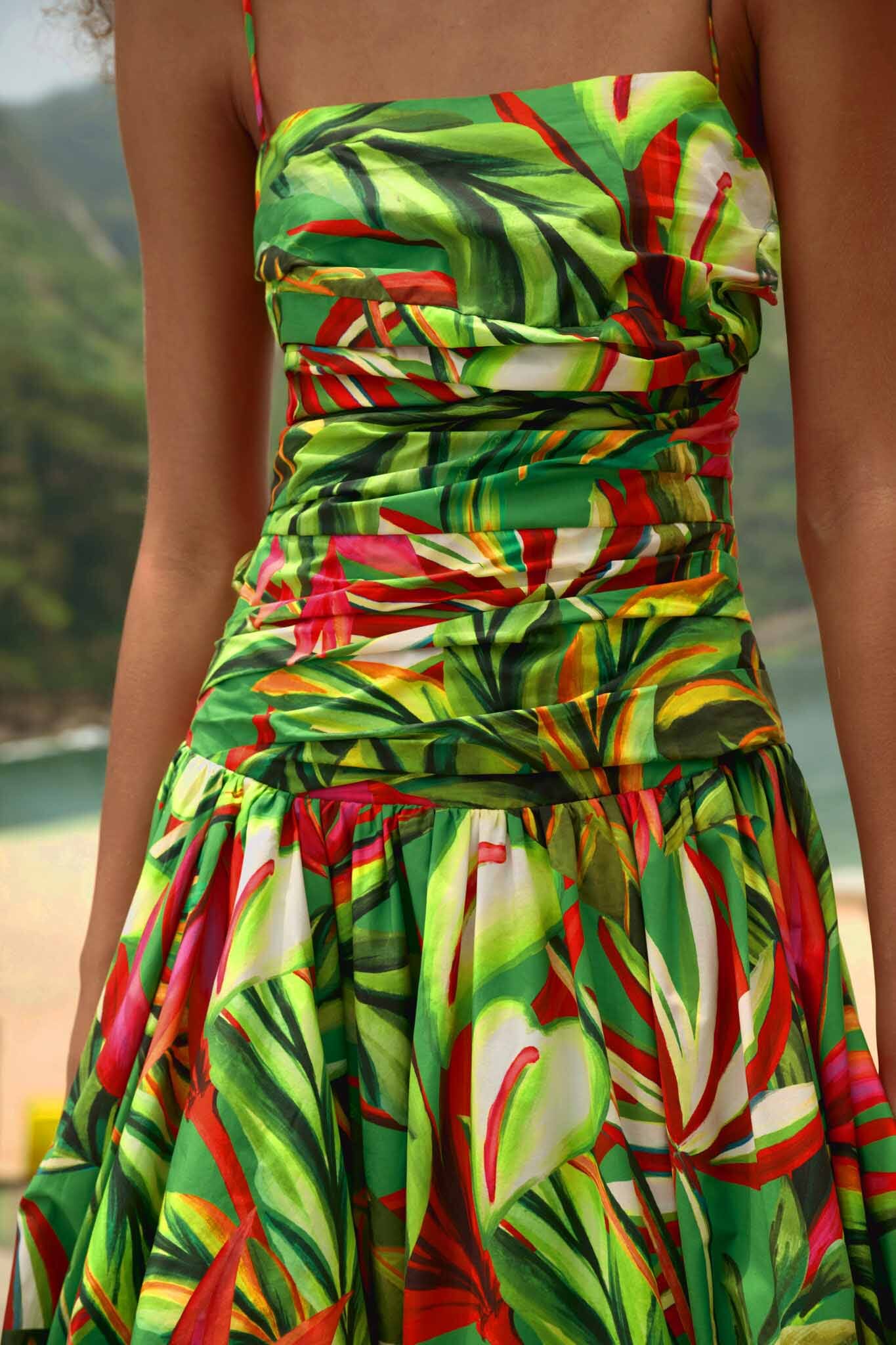 FARM Rio Green Tropical Dream Draped Organic Cotton Maxi Dress, Orange / S FARM Rio Green Tropical Dream Draped Organic Cotton Maxi Dress, Orange / S