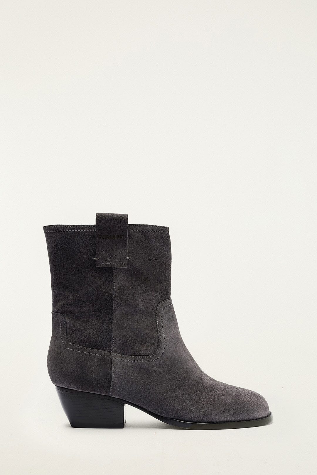 FARM Rio model wearing the Grey Soft Suede Boot