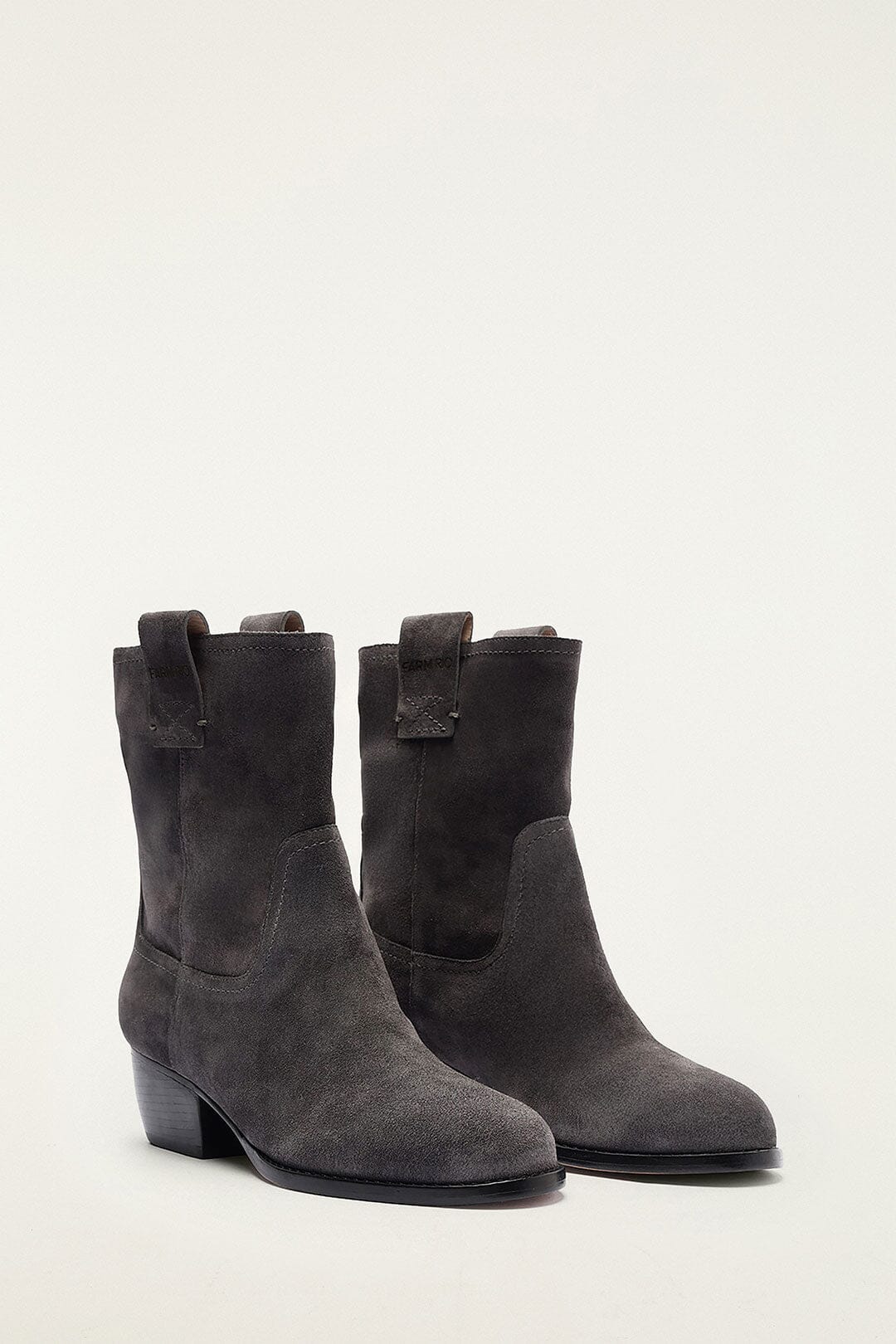 FARM Rio model wearing the Grey Soft Suede Boot