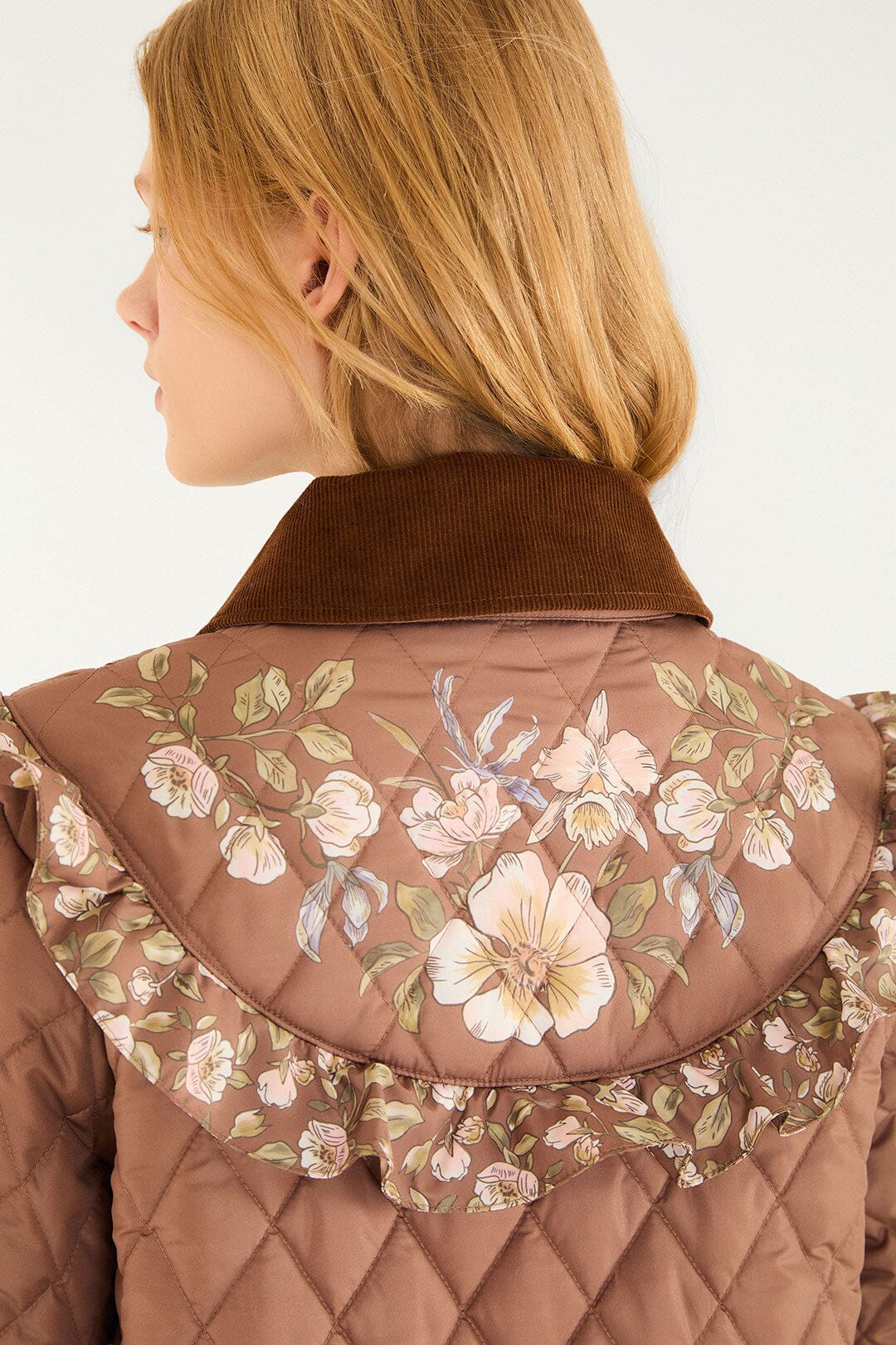 FARM Rio model wearing the Heart Of The Tropics Puff Sleeve Quilted Jacket