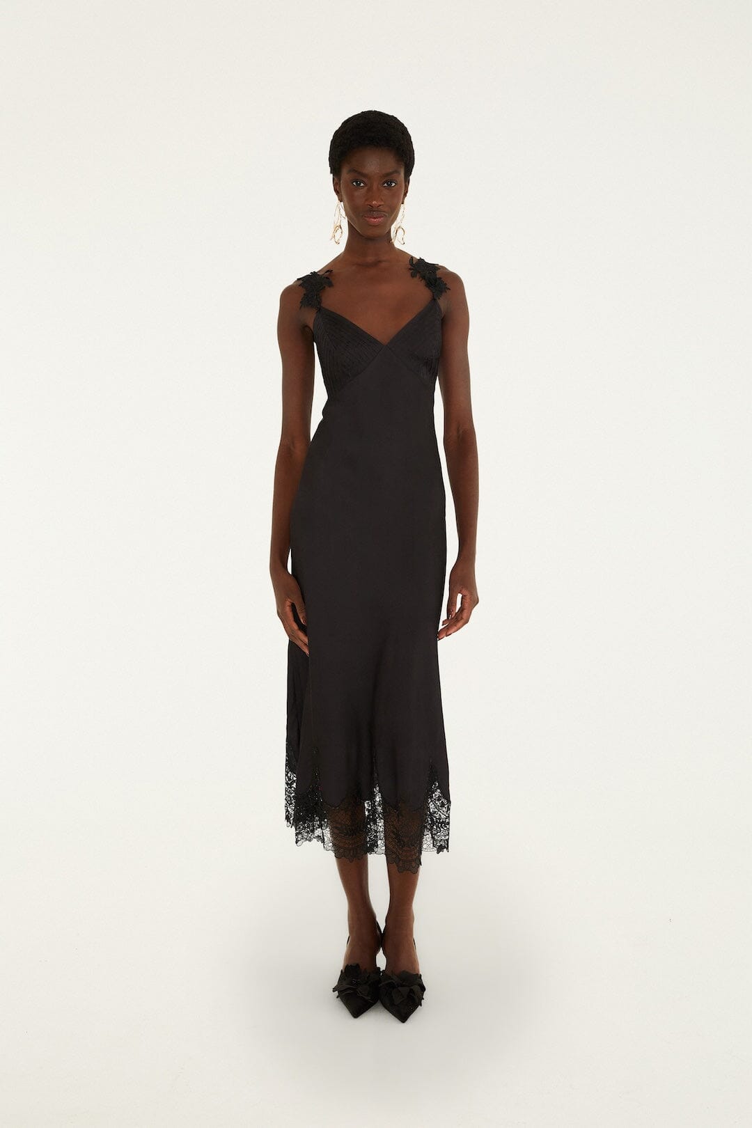 FARM Rio model wearing the Lace Slip Maxi Dress