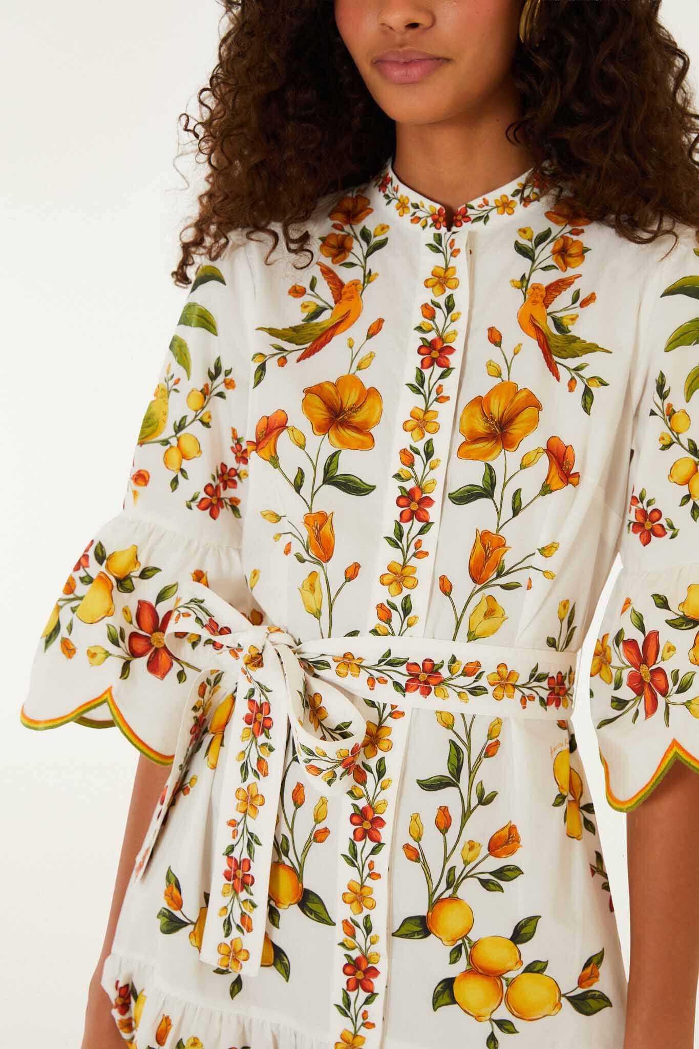 bouquet mini dress Floral Bouquet V-neck Ruffle Mini Dress Pink Byron & Barclay