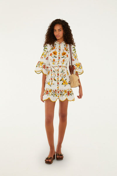 Lemon Bouquet Off White Mini Dress L