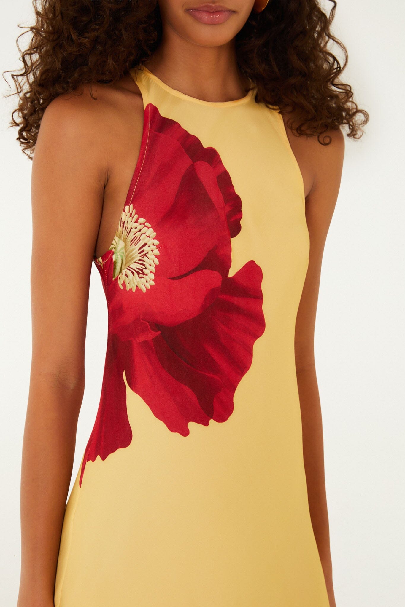 Light Yellow Poppy Flowers Sleeveless Lenzing™ Ecovero™ Viscose
