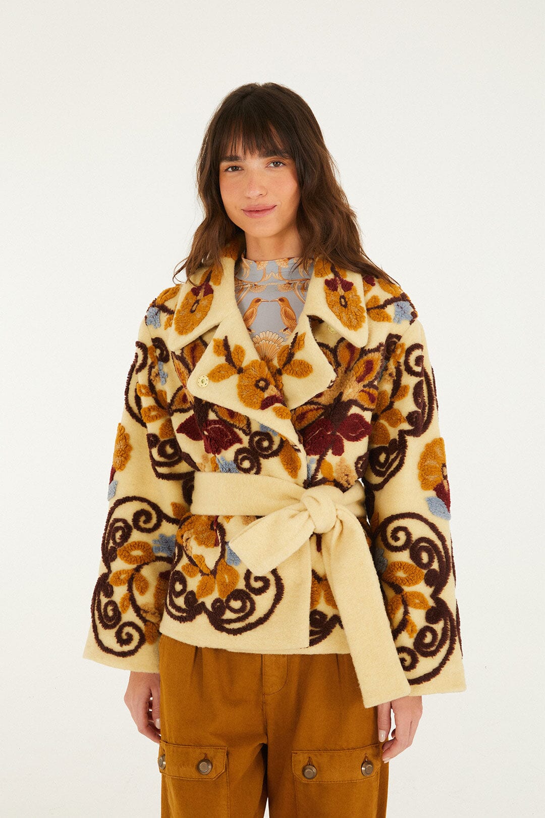 FARM Rio model wearing the Luize Fleece Coat