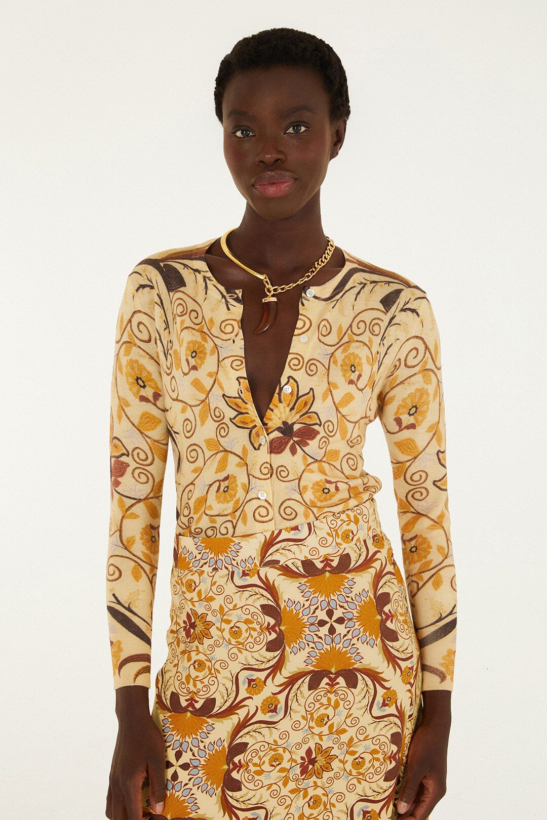 FARM Rio model wearing the Luize Knit Cardigan