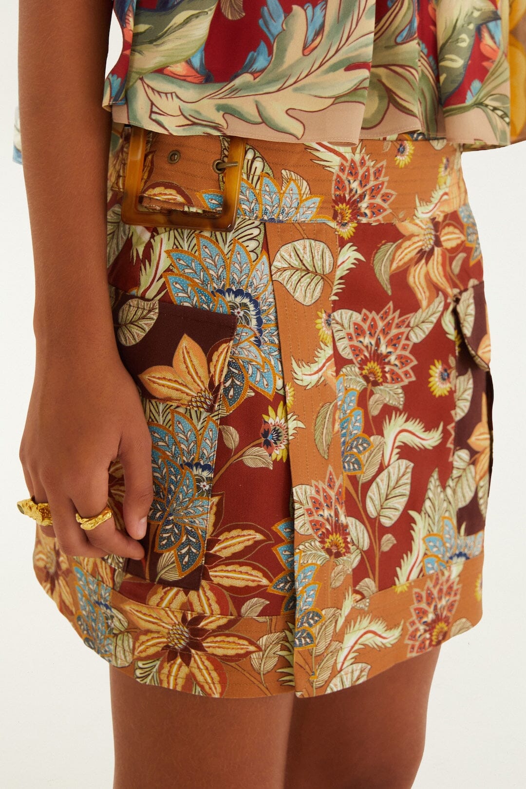 FARM Rio model wearing the Lunar Boho Mini Skirt