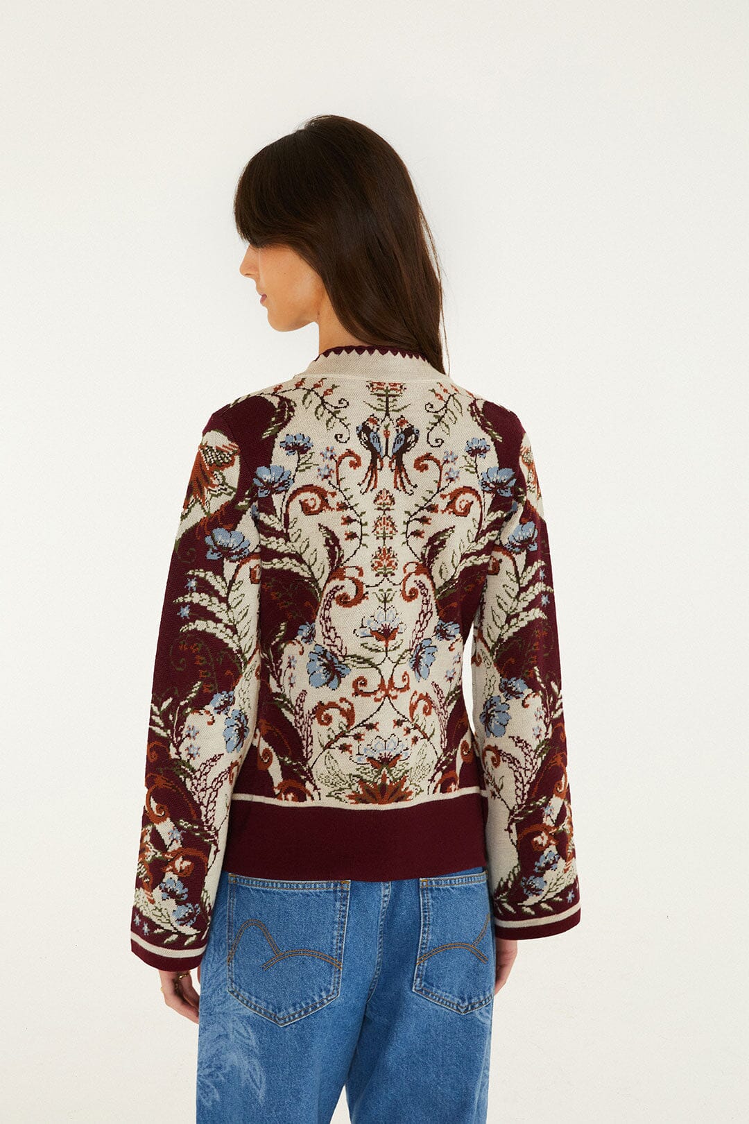 FARM Rio model wearing the Millena Buttoned Knit Cardigan