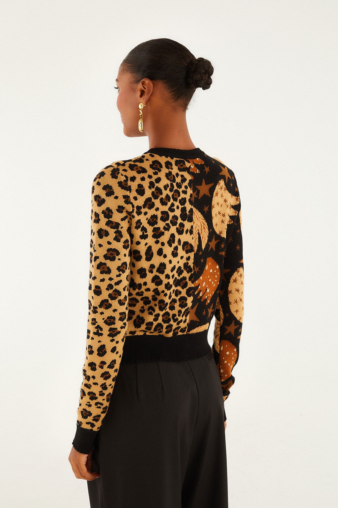 TTT MSW 22aw Leopard Knit Cardigan - Feline Leopard Print Tie 