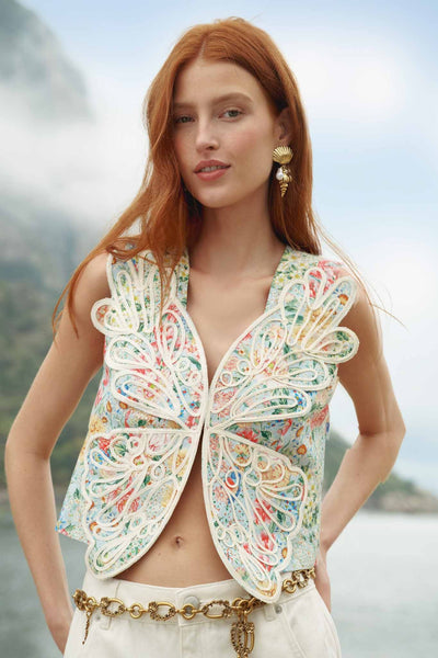Multicolor Rendeira 3d Euroflax™ Premium Linen Vest | FARM Rio