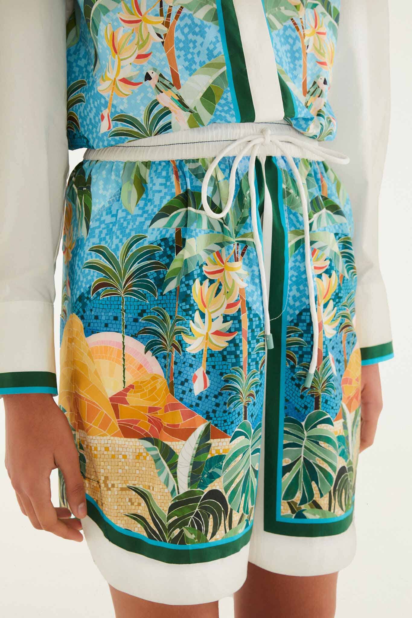 Multicolor Rio Mosaic Drawstring Pockets Shorts | FARM Rio