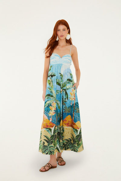 farm rio summer sunrise mixed palm maxi dress Multicolor Rio Mosaic Sweetheart Neck Maxi Dress
