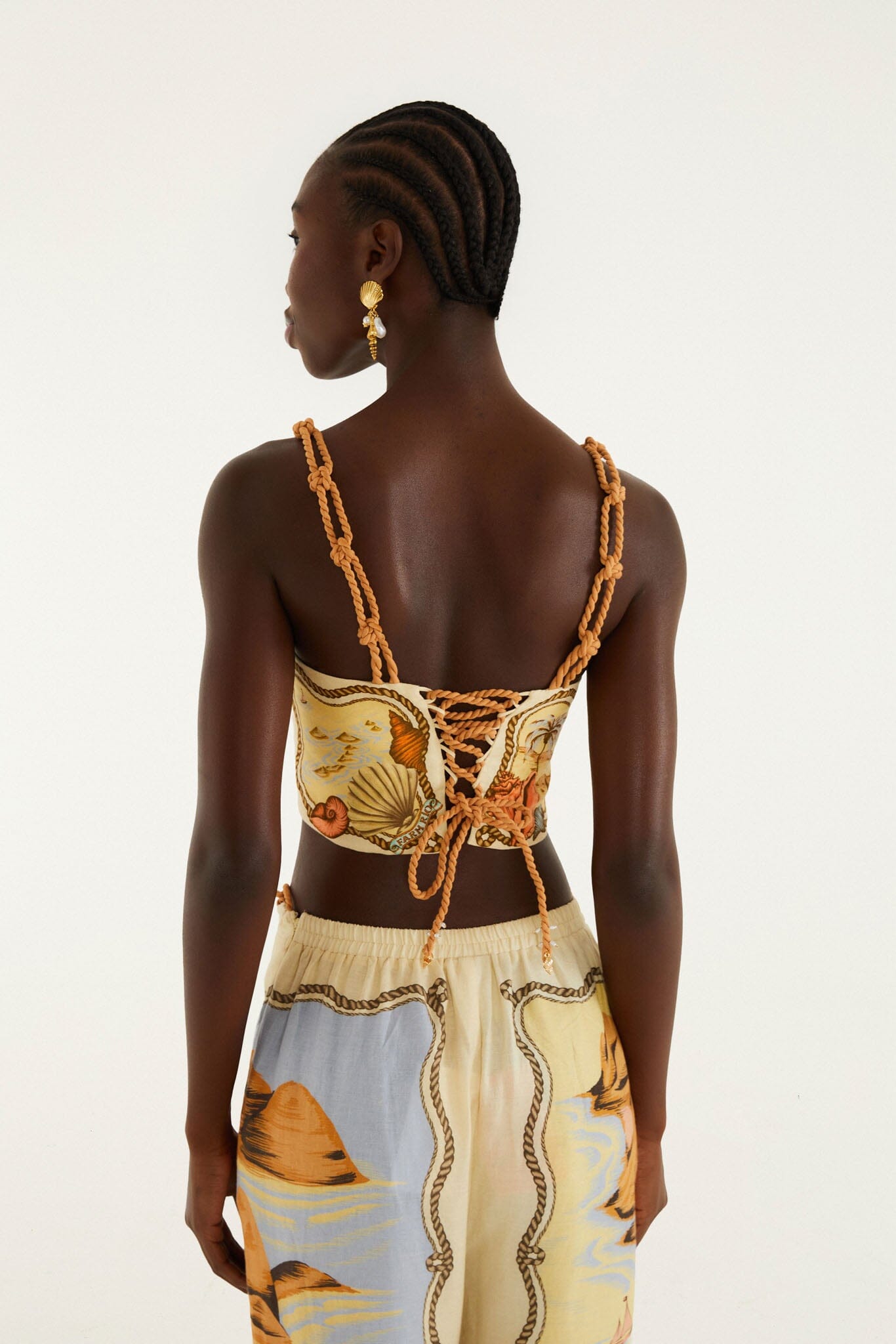 Multicolor Rio Souvenir Scarves Rope Straps Crop Top | FARM Rio