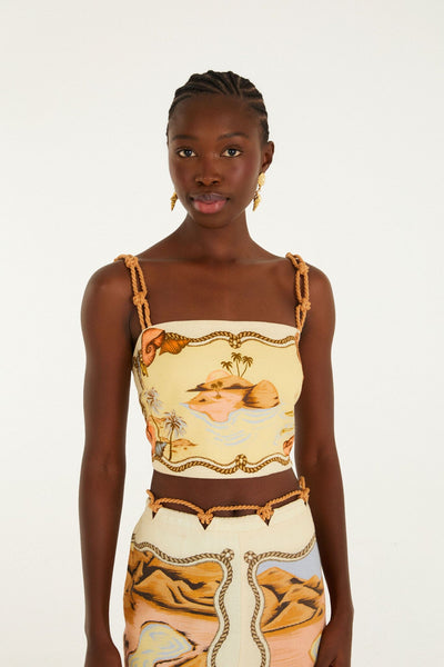 Multicolor Rio Souvenir Scarves Rope Straps Crop Top | FARM Rio
