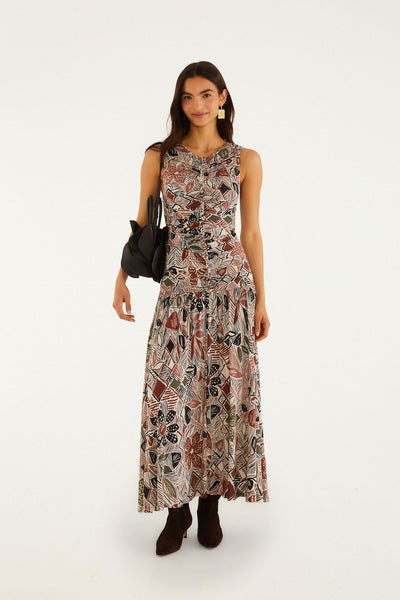 farm rio ruched tie front dress Buy Farm Rio Tie-front Scalloped Appliqud Maxi Dress - Blue At 20% Off