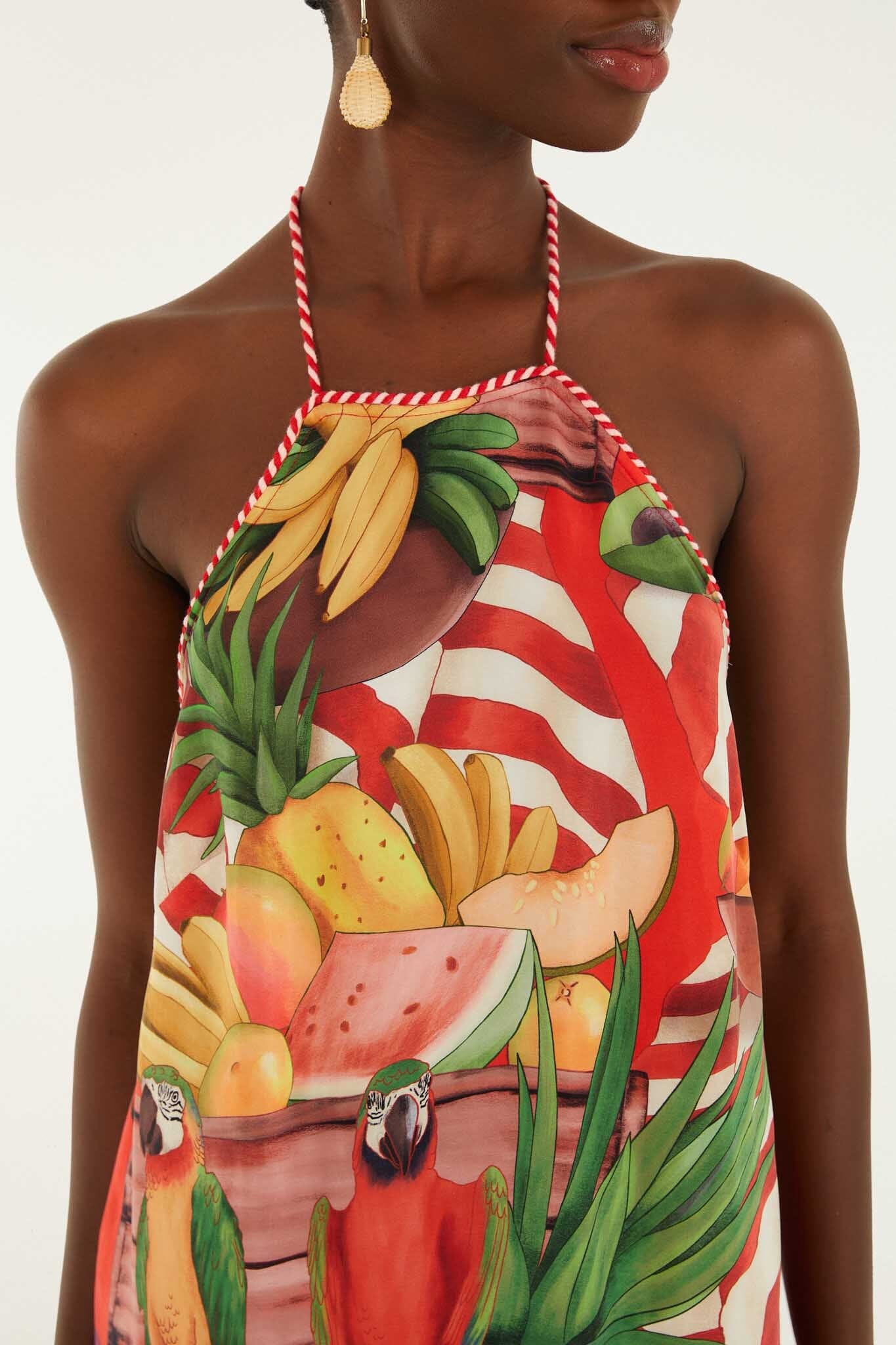 FARM Rio Multicolor Tropical Rope Ties Mini Dress, FRUIT GARDEN / L FARM Rio Multicolor Tropical Rope Ties Mini Dress, FRUIT GARDEN / L