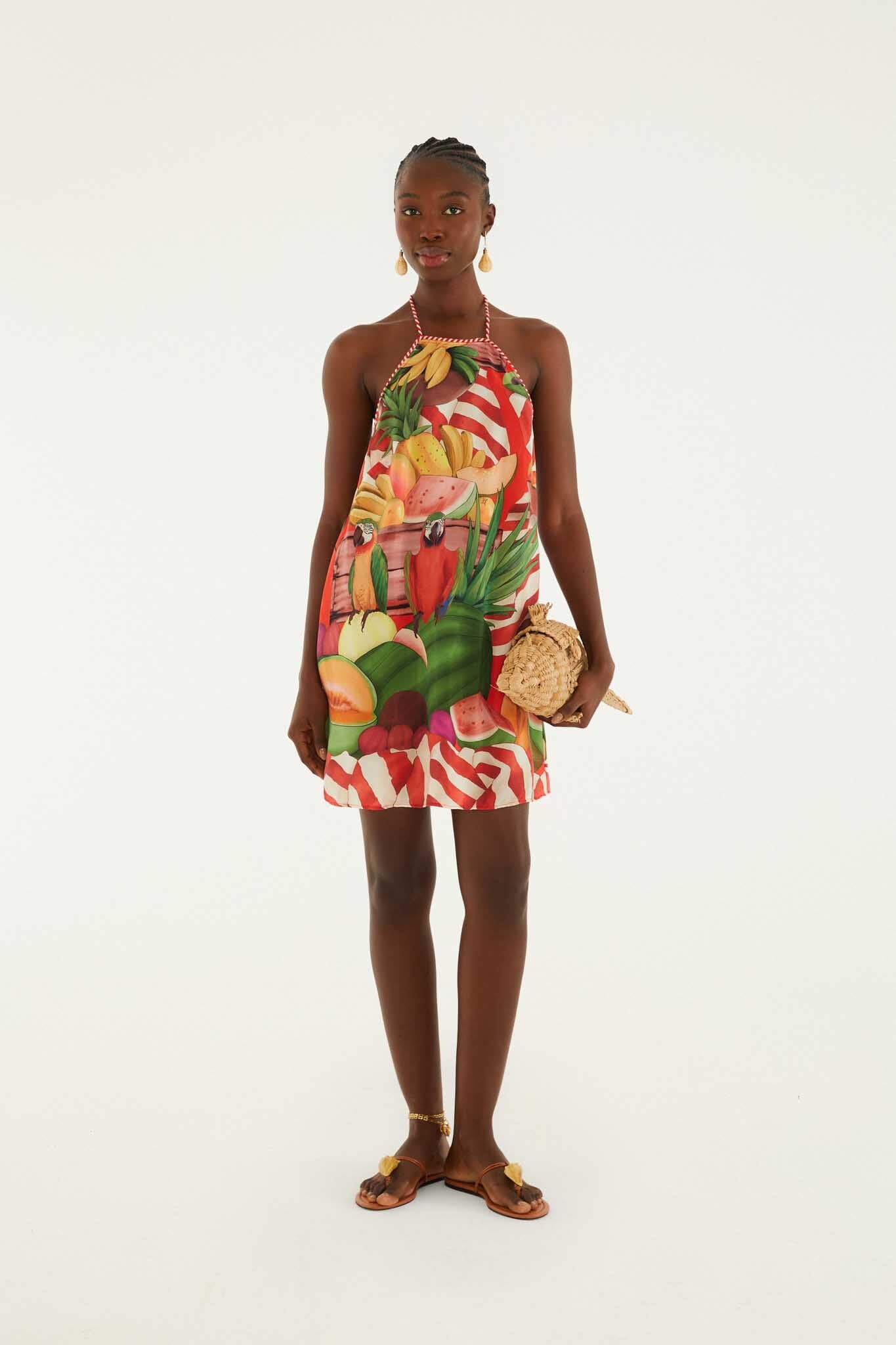 FARM Rio Multicolor Tropical Rope Ties Mini Dress, FRUIT GARDEN / L FARM Rio Multicolor Tropical Rope Ties Mini Dress, FRUIT GARDEN / L