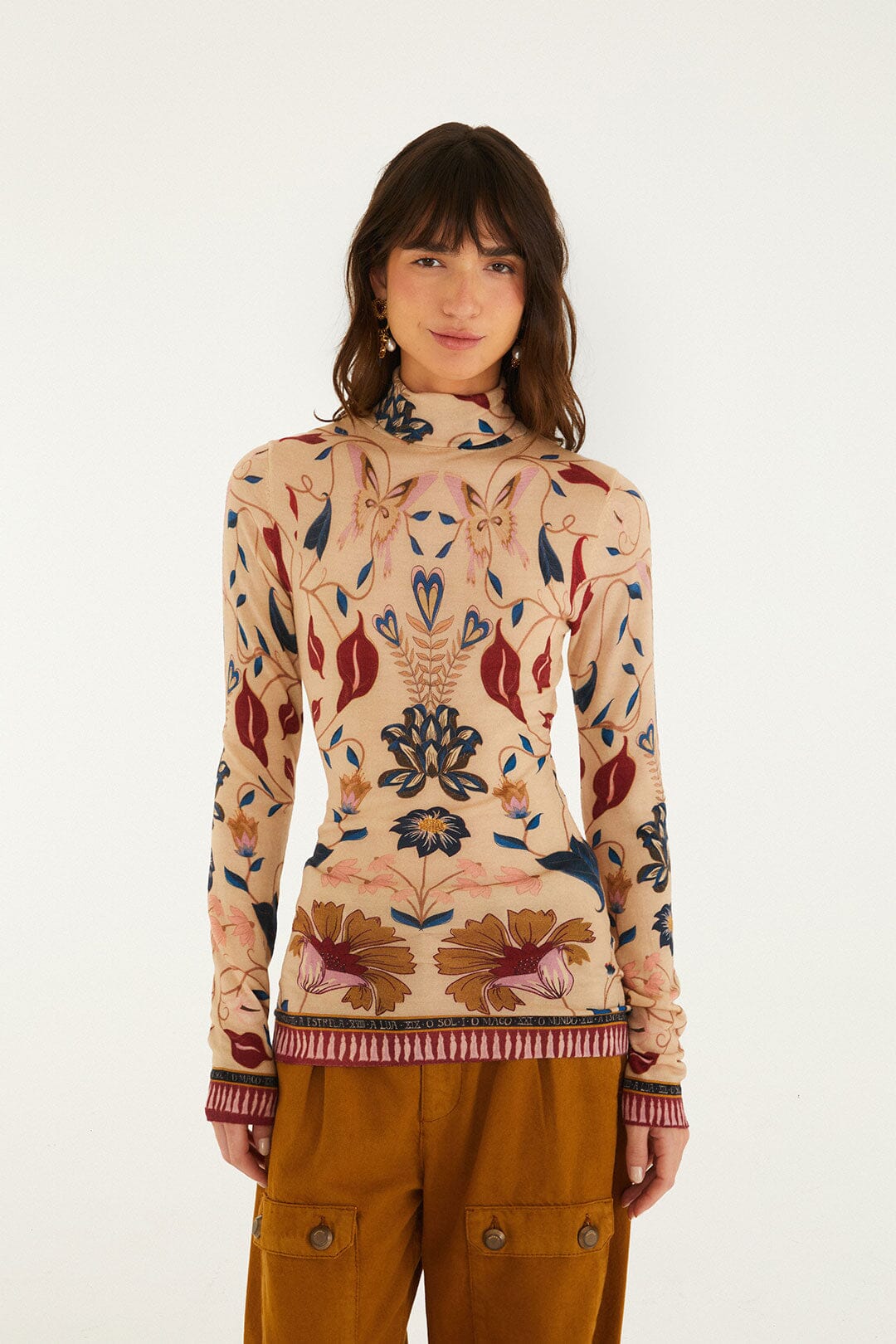FARM Rio model wearing the Mystical Paradise Layer Knit Top