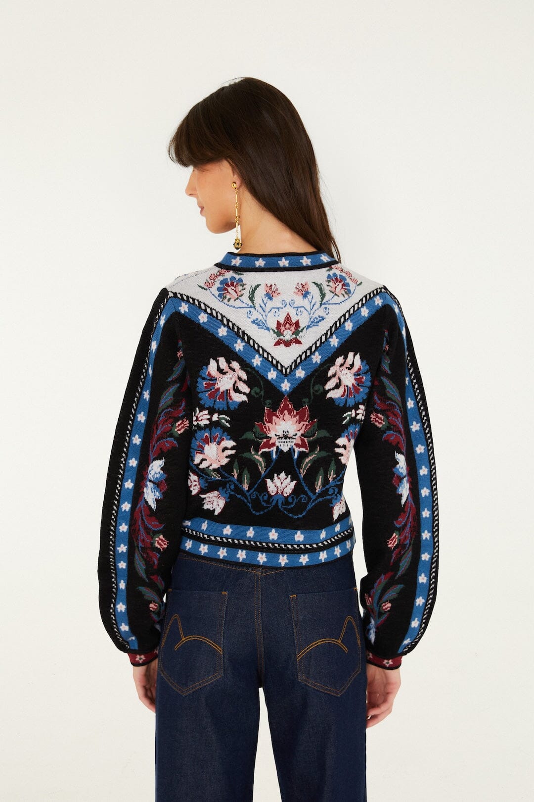 FARM Rio model wearing the Natalia Crew Neck Knit Sweater