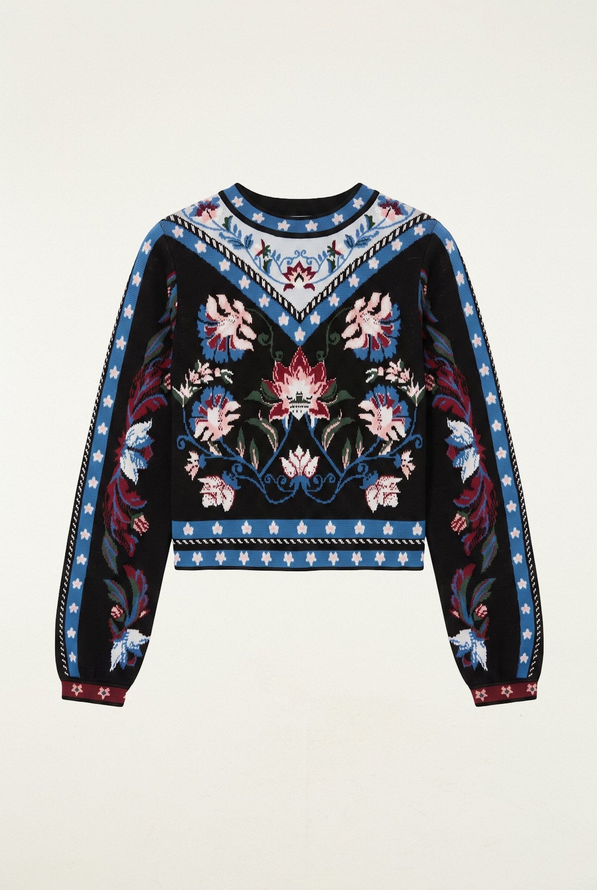 FARM Rio model wearing the Natalia Crew Neck Knit Sweater