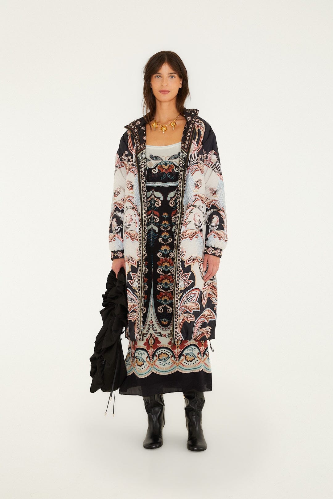 FARM Rio model wearing the Nikita Winter Black Midi Dress