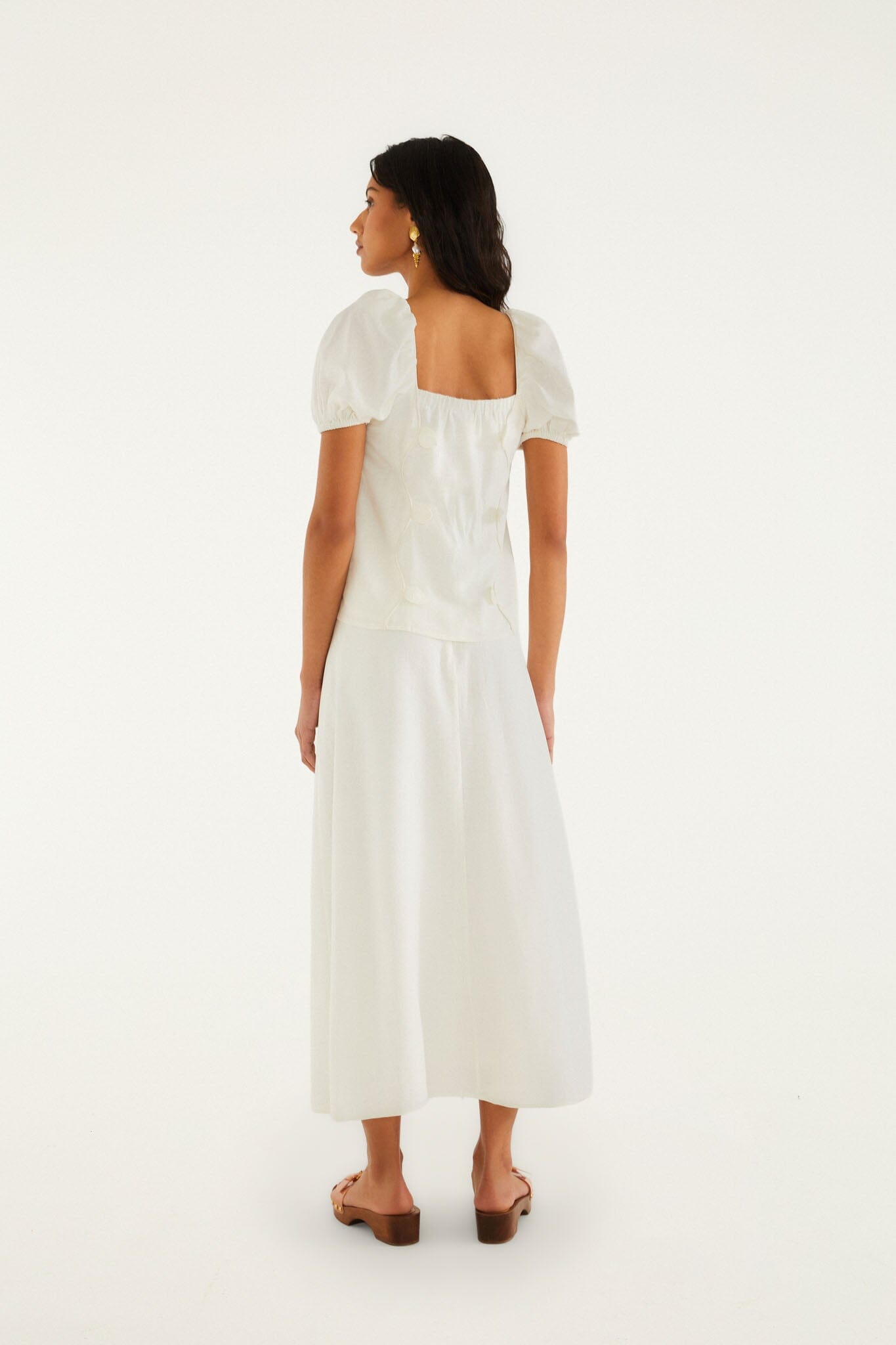 FARM Rio model wearing the Off-White 3d Flowers Midi Skirt