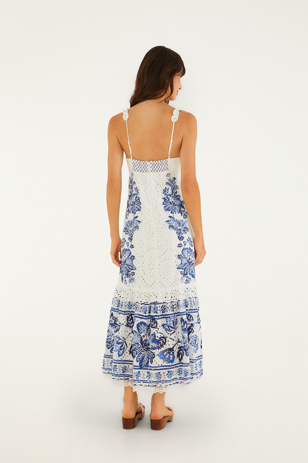 Off-White Beautiful Nature Eyelet Midi Dress | FARM Rio