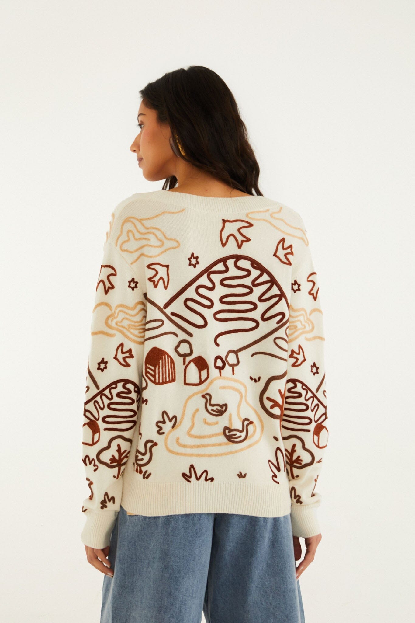 Off-White Countryside Cornelli Buttoned Knit Cardigan | FARM Rio
