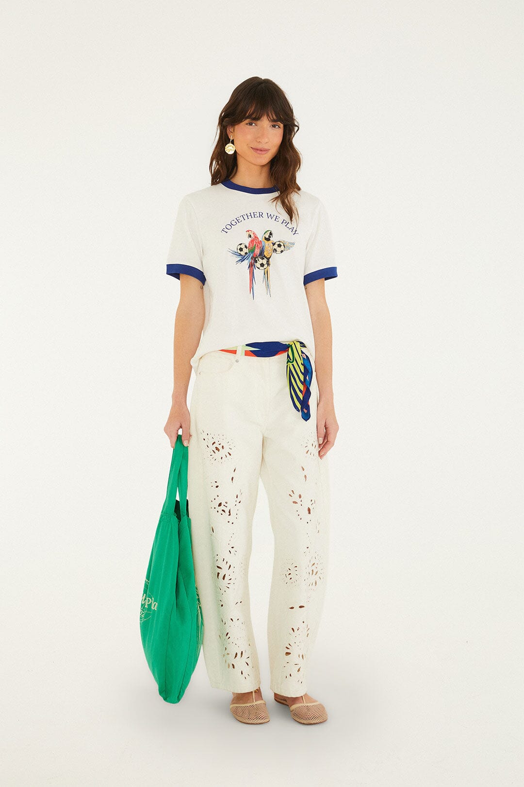 FARM Rio model wearing the Off-White Together We Play Short Sleeve T-Shirt