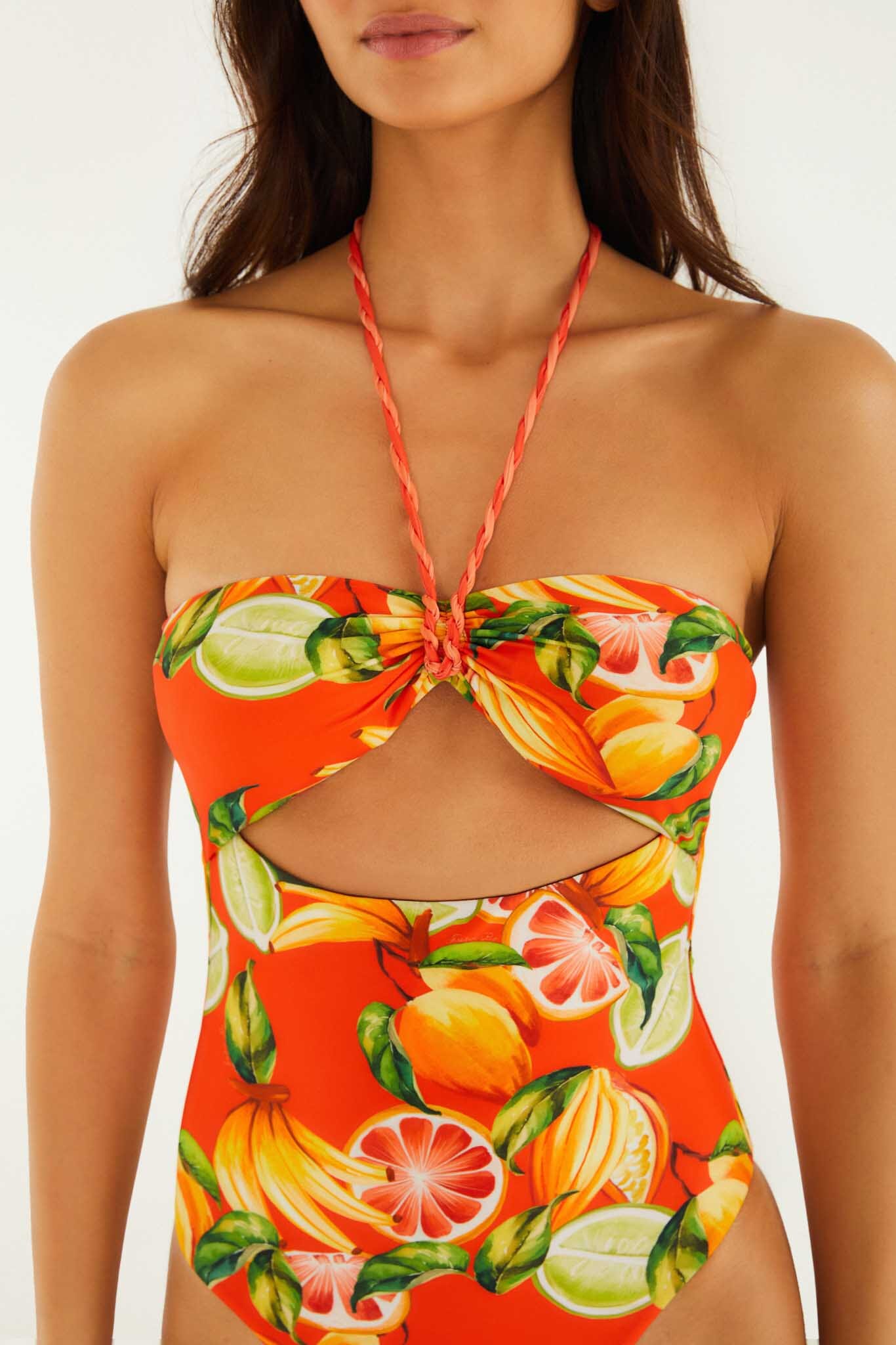 FARM Rio model wearing the One Piece With Rope Detail