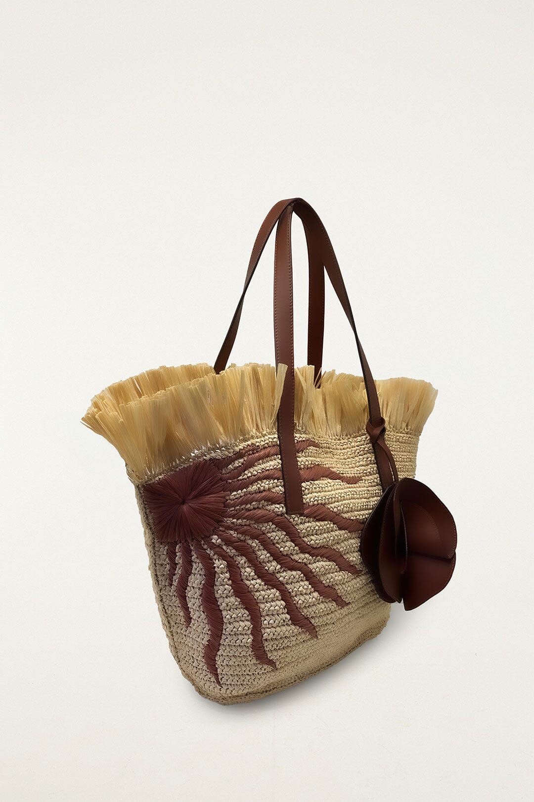 FARM Rio model wearing the Printed Raffia Basket Bag