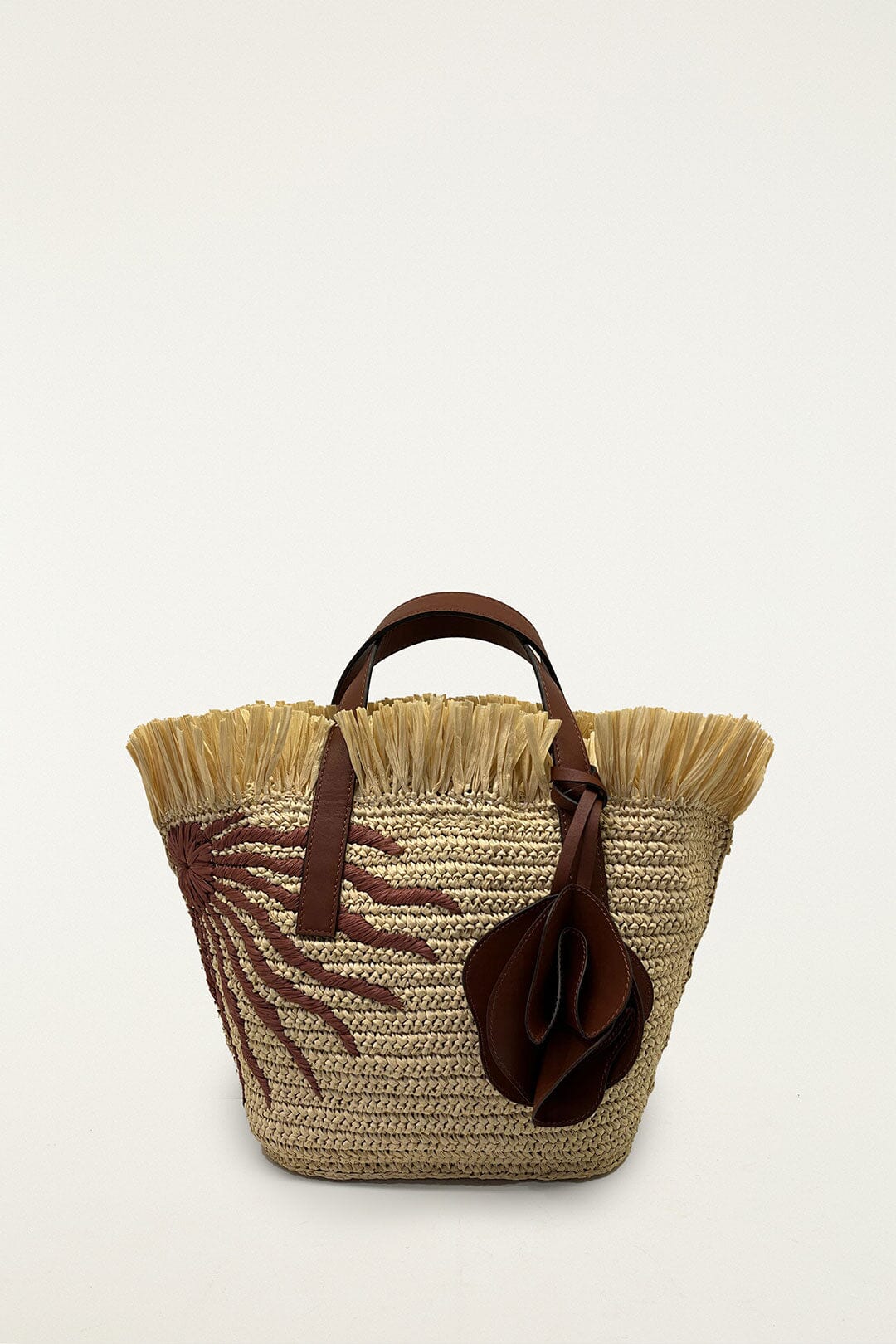 FARM Rio model wearing the Printed Raffia Mini Basket Bag