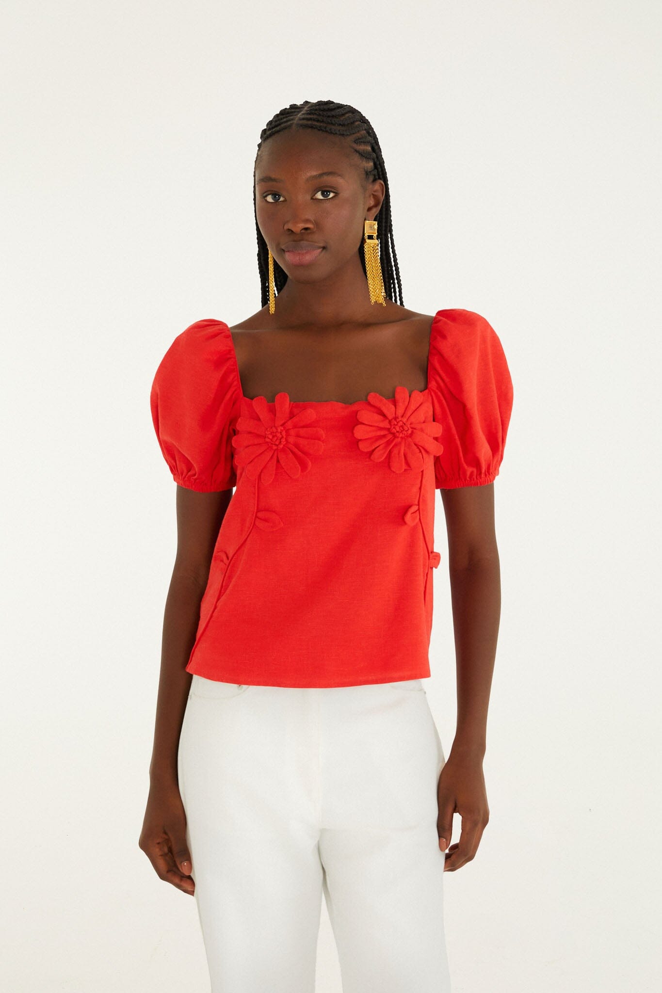 Red Short Sleeve Blouse | FARM Rio