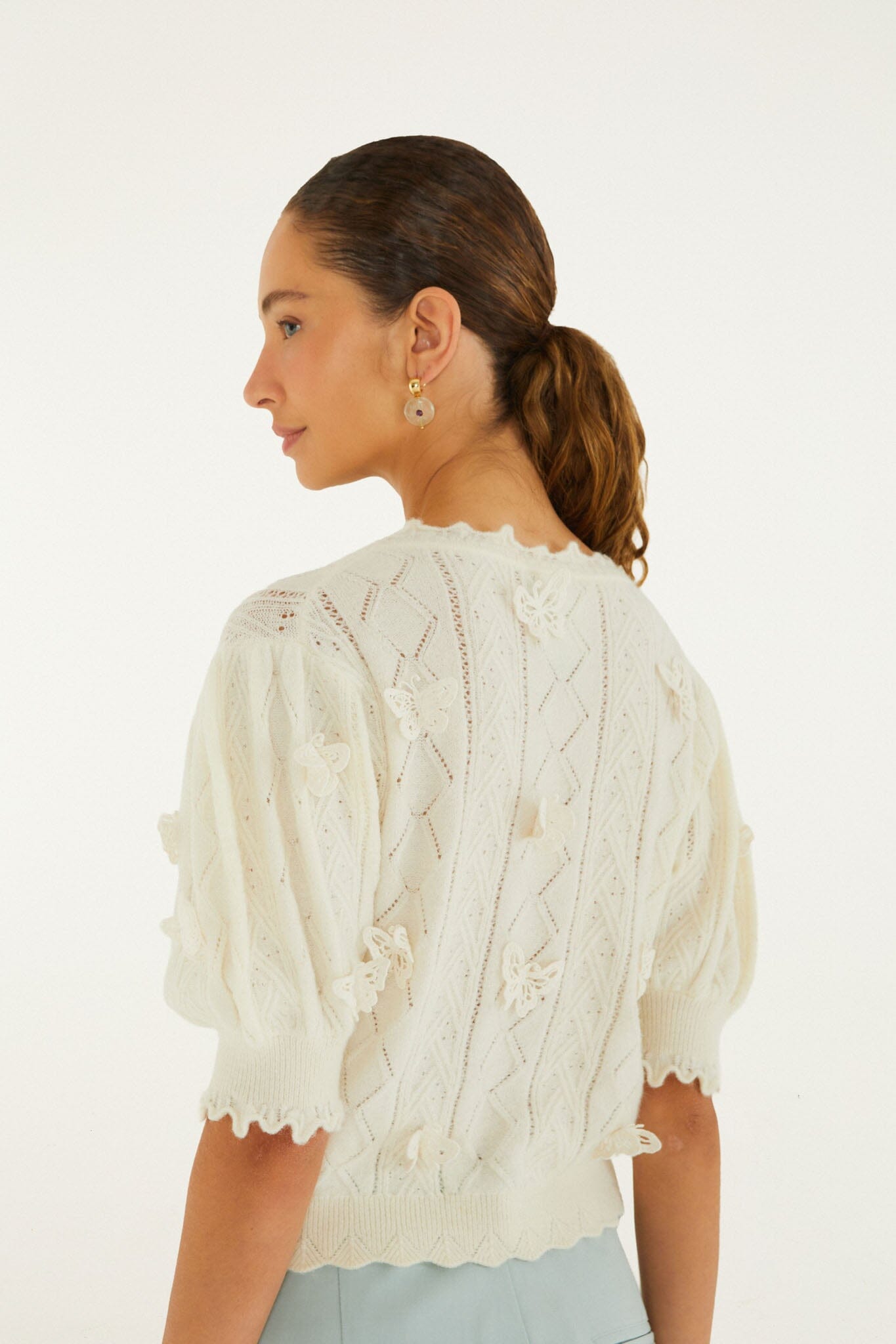 Richilieu 3d Butterflies Artisanal Knit Top | FARM Rio