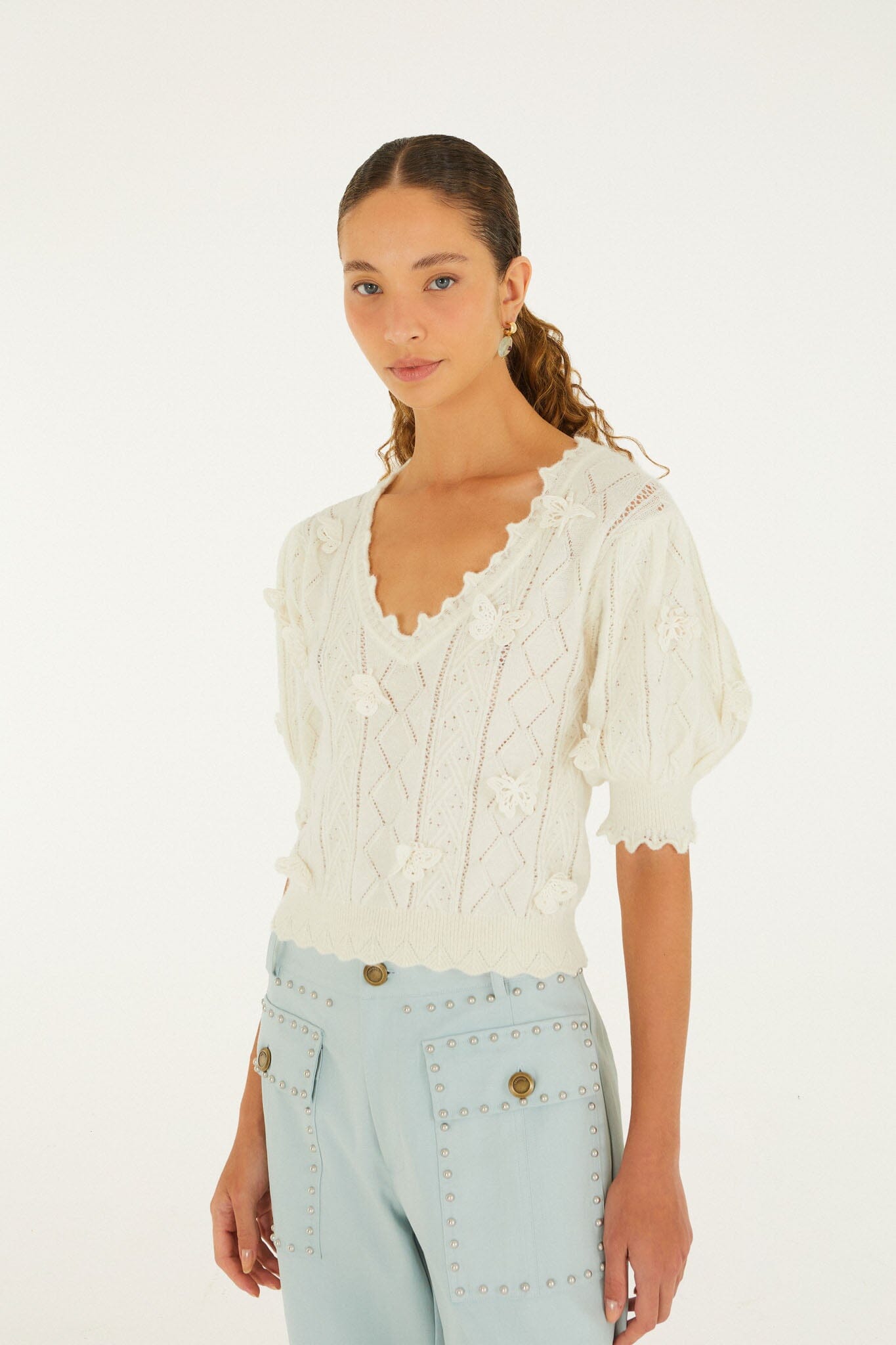 Richilieu 3d Butterflies Artisanal Knit Top | FARM Rio