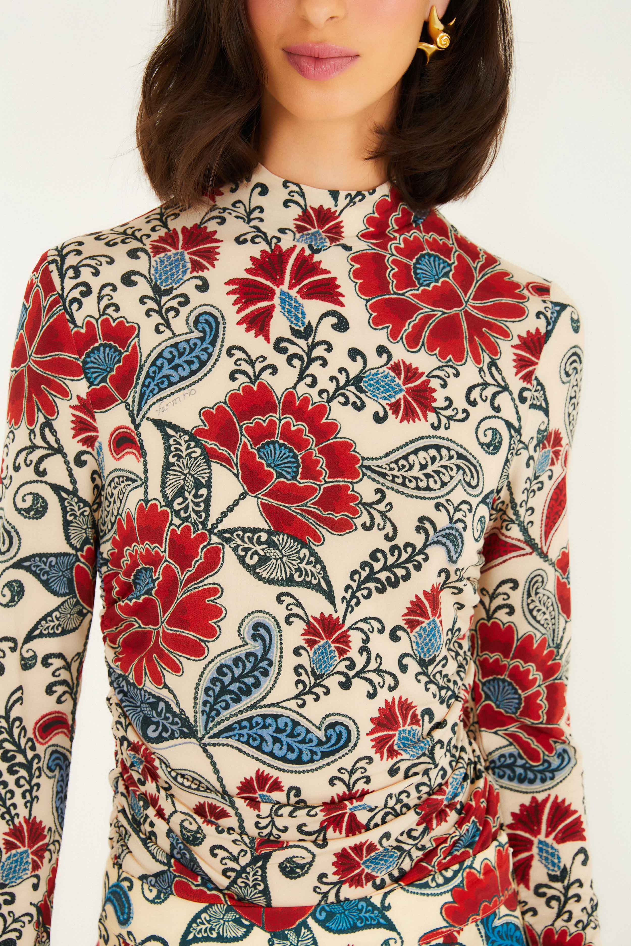 Sand Francesca Jersey Blouse | FARM Rio