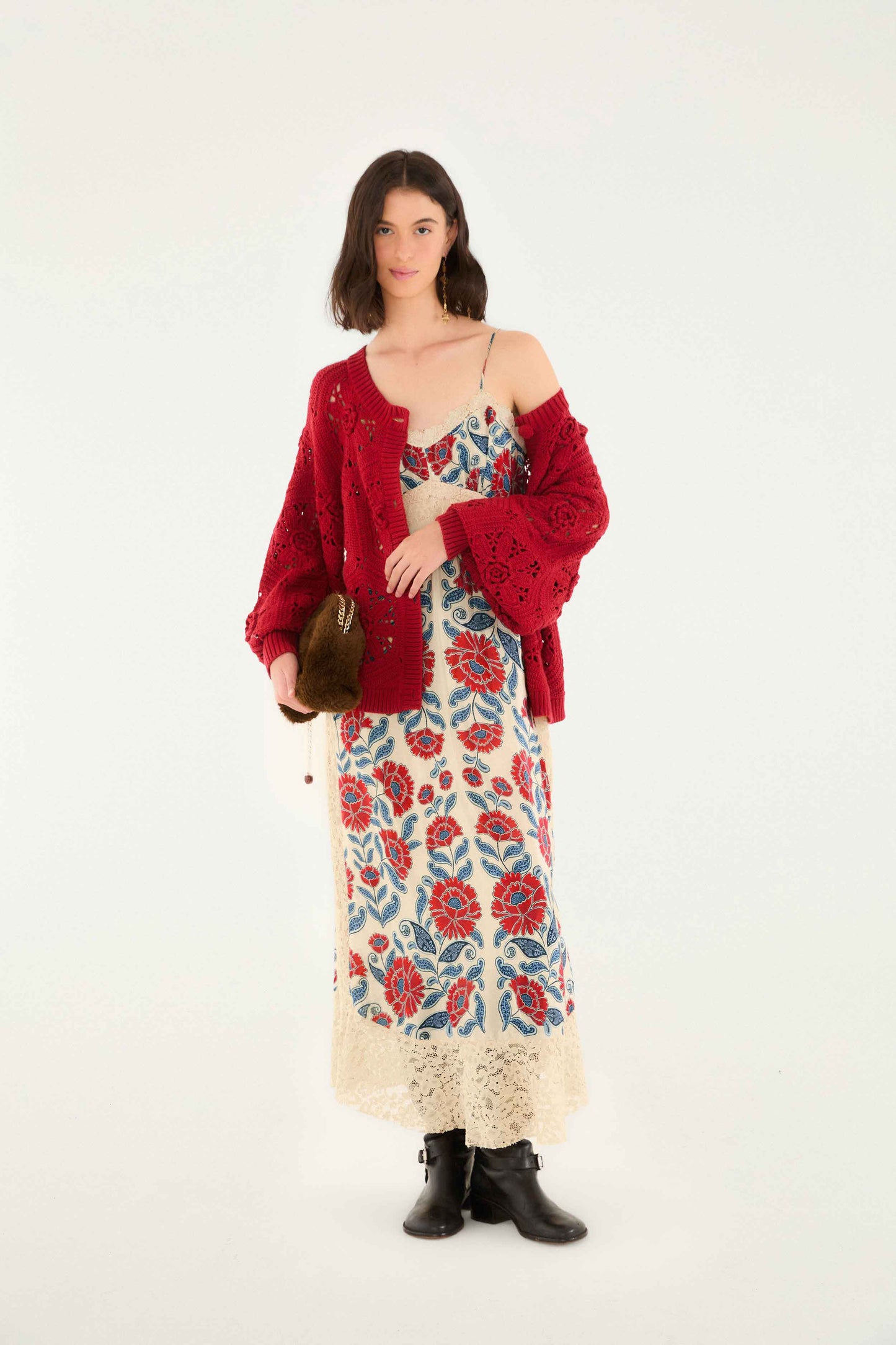FARM Rio Sand Francesca Midi Dress, Francesca Sand / XL FARM Rio Sand Francesca Midi Dress, Francesca Sand / XL