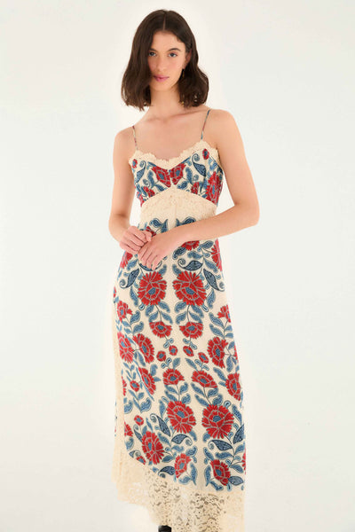 Farm Rio Sand Francesca Midi Dress, Francesca Sand / XL