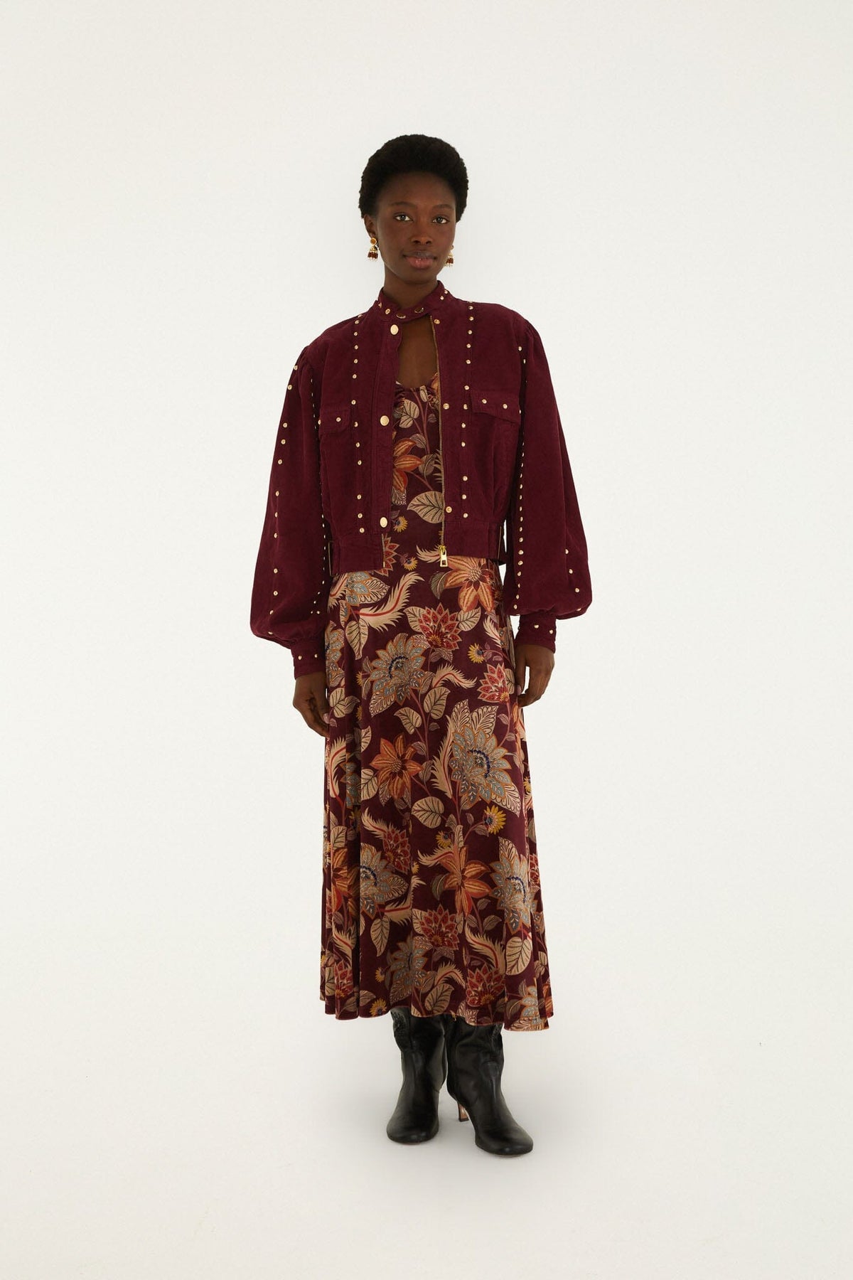 FARM Rio model wearing the Studded Corduroy Velvet Jacket