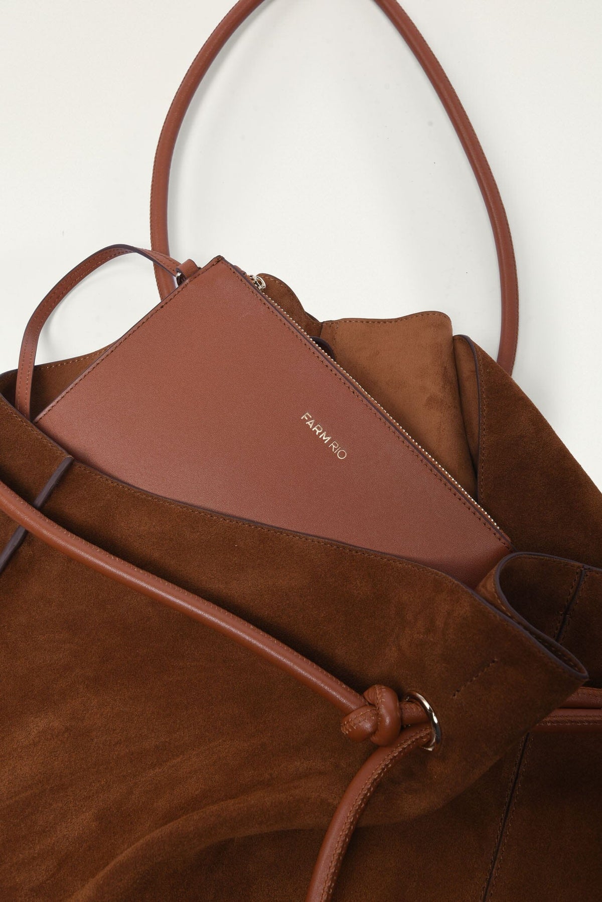 FARM Rio model wearing the Suede Tote Bag