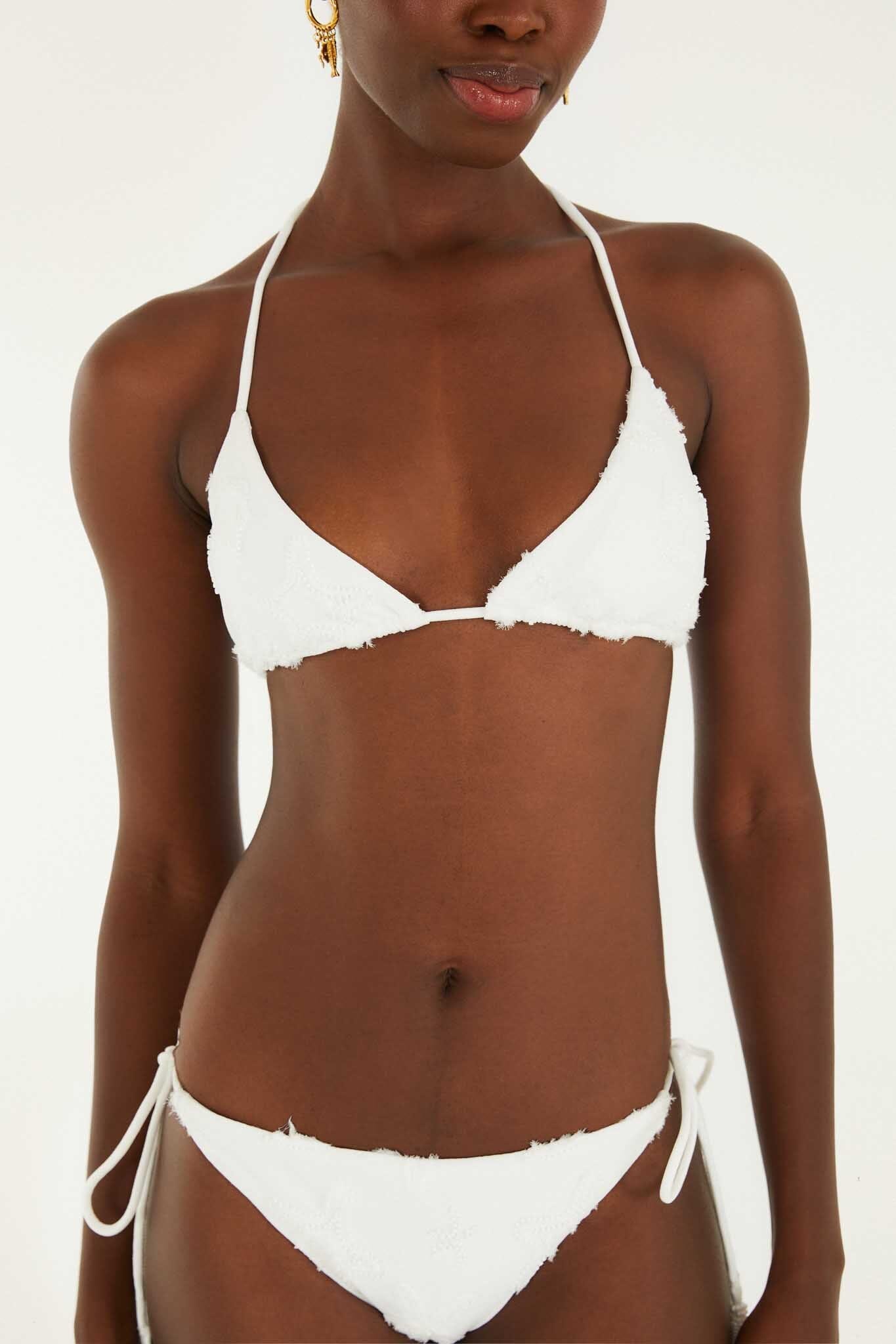 FARM Rio model wearing the Triangle Bikini Top With Tie On The Neck