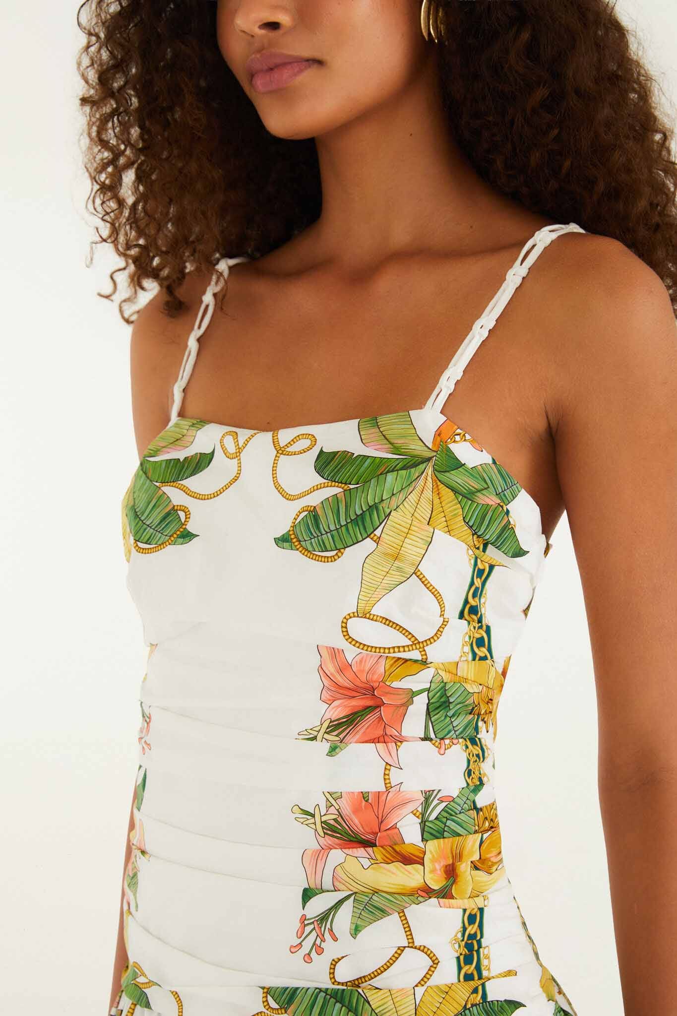 off-white sicily organic cotton midi dress Farm Rio Sicily Midi Dress - White