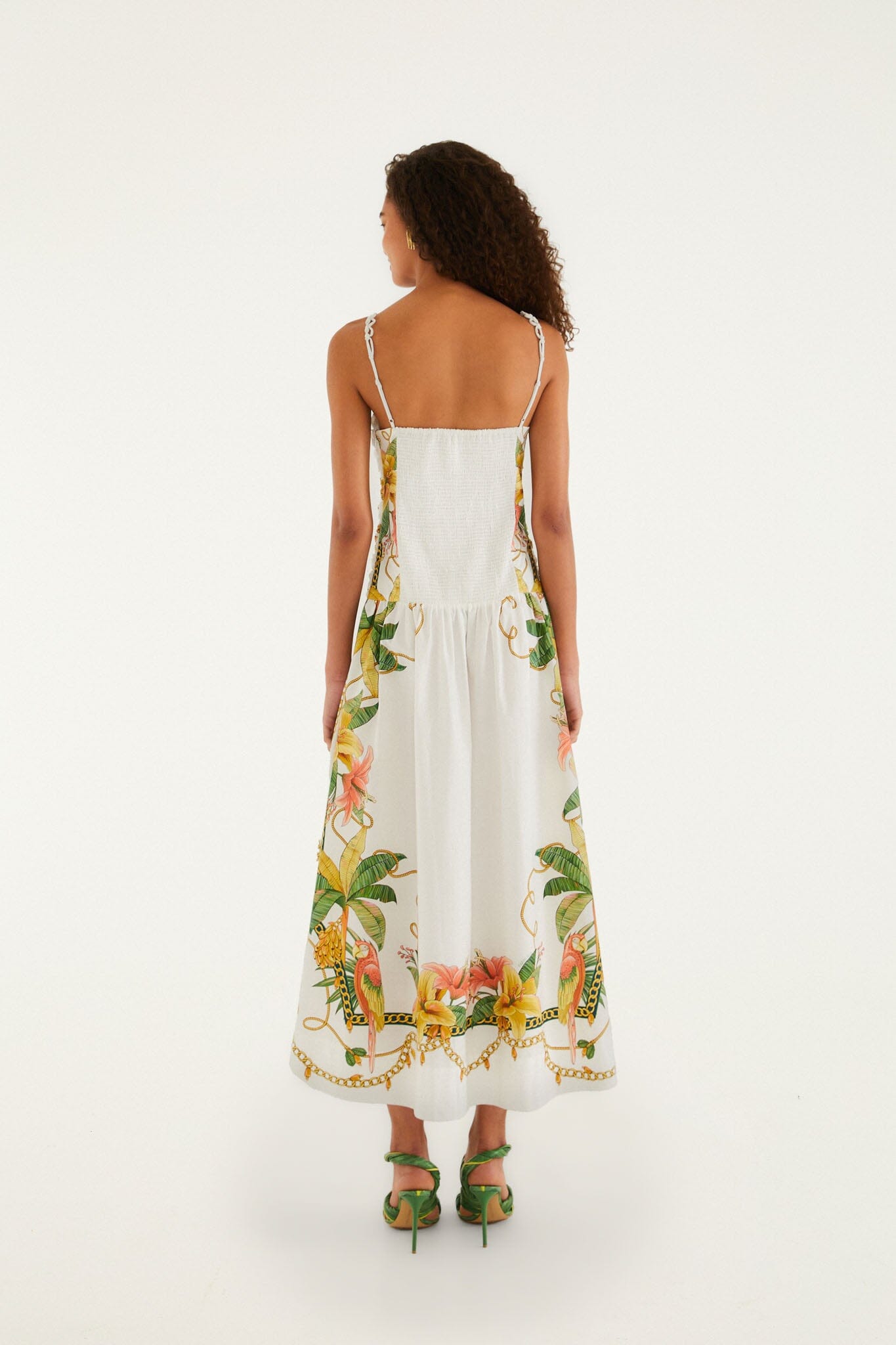 white tropical dress Tropical Royalty Off-White Midi Dress Sleeveless