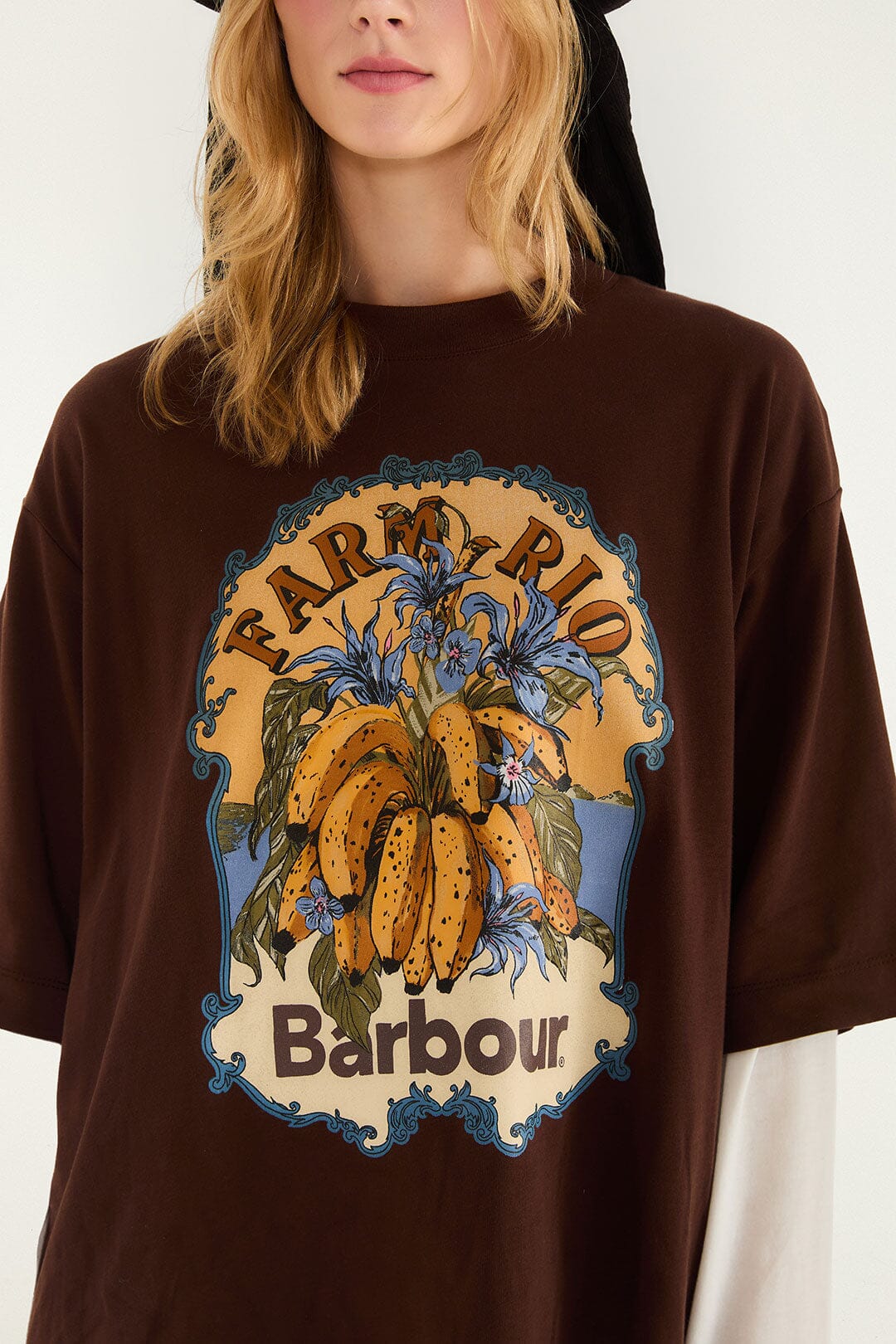 FARM Rio model wearing the Tropical Short Sleeve T-Shirt