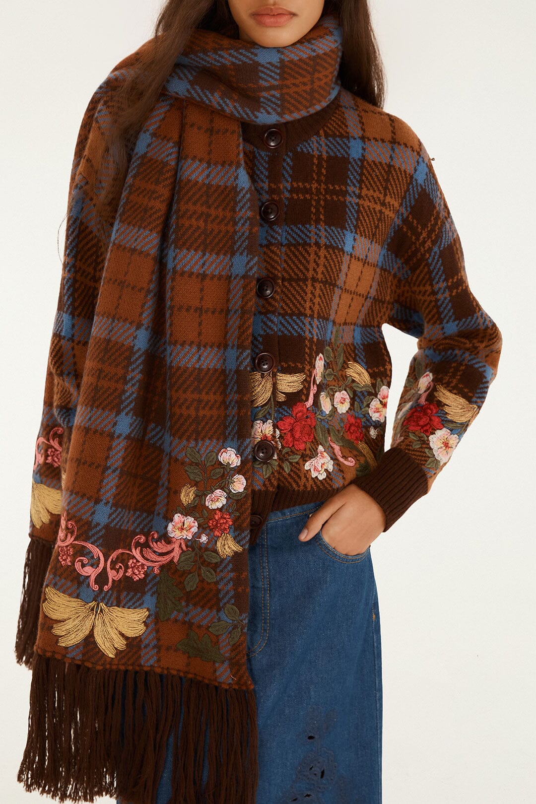 FARM Rio model wearing the Tropical Tea Scarf