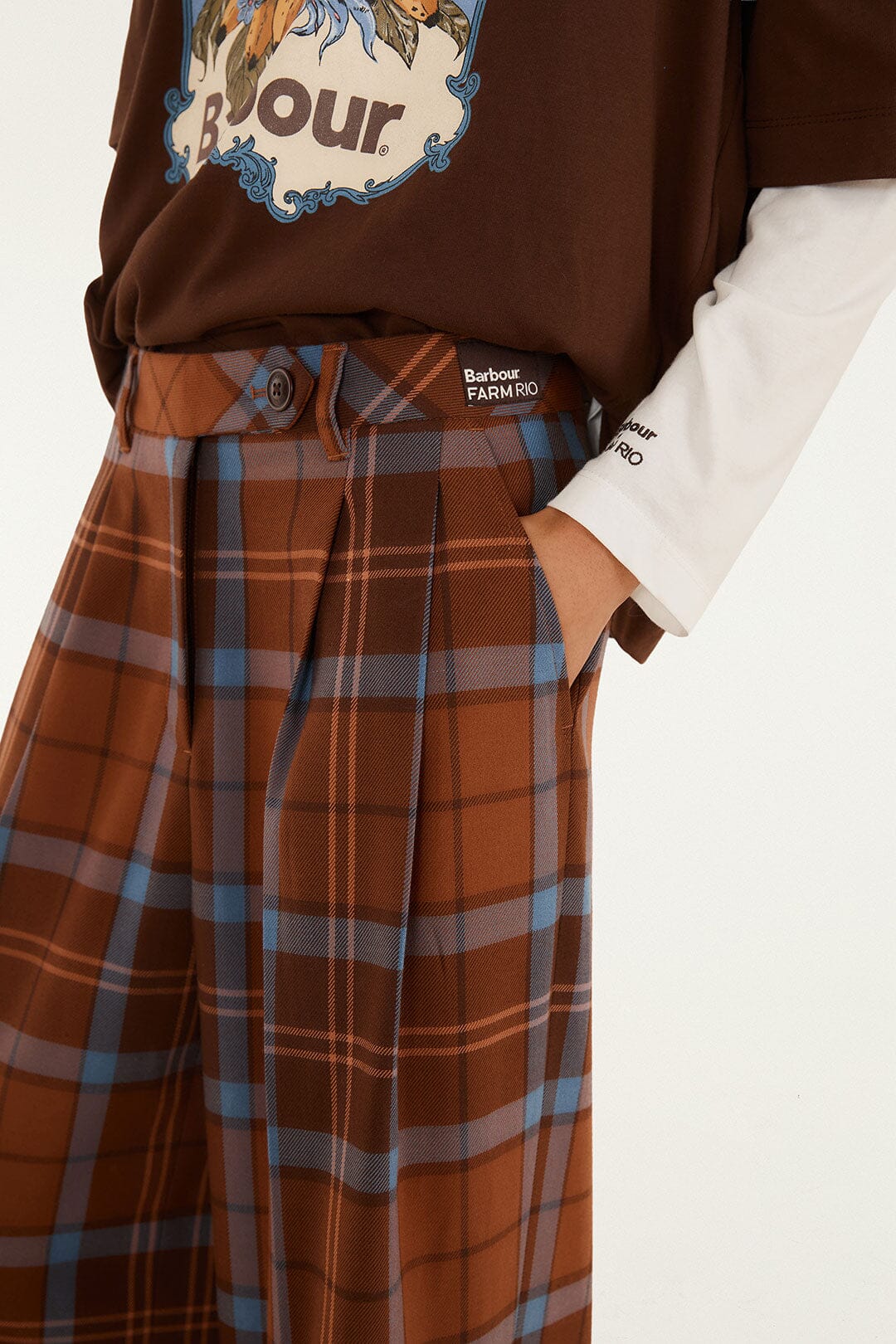FARM Rio model wearing the Tropical Tea Trousers