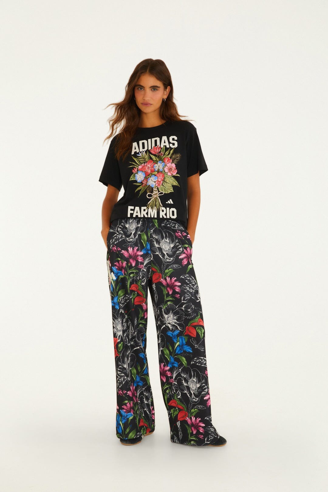 FARM Rio model wearing the Tshirt Adidas Bouquet Black