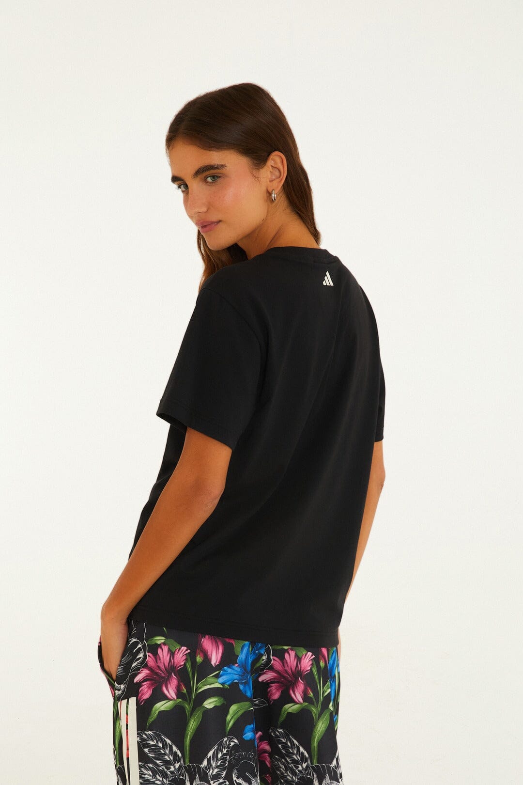 FARM Rio model wearing the Tshirt Adidas Bouquet Black
